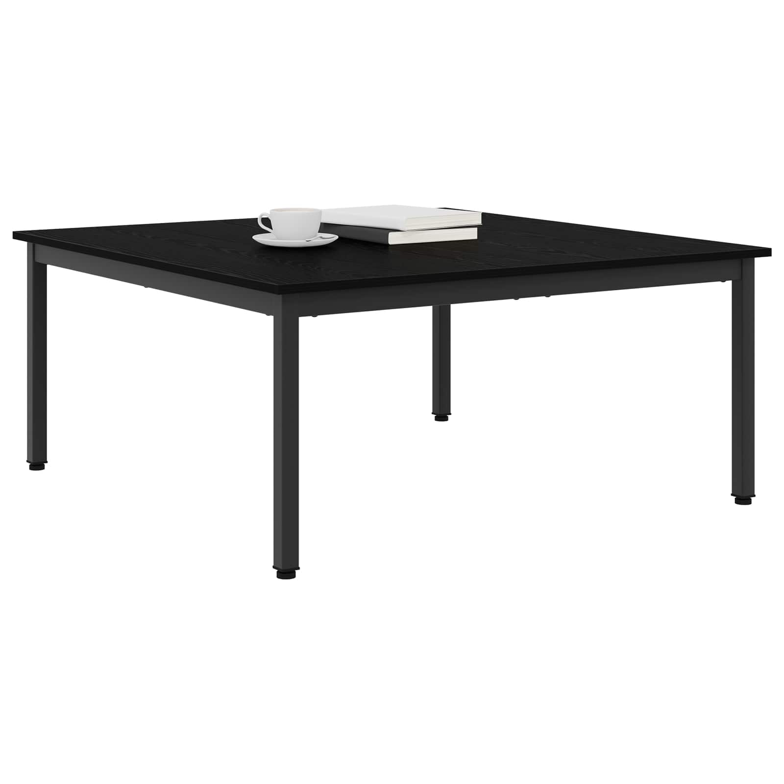 Salontafel Zwart Eiken 100 x 100 x 45 cm Bewerkt hout is nu te koop bij PeponiXL, paradijselijk wonen!
