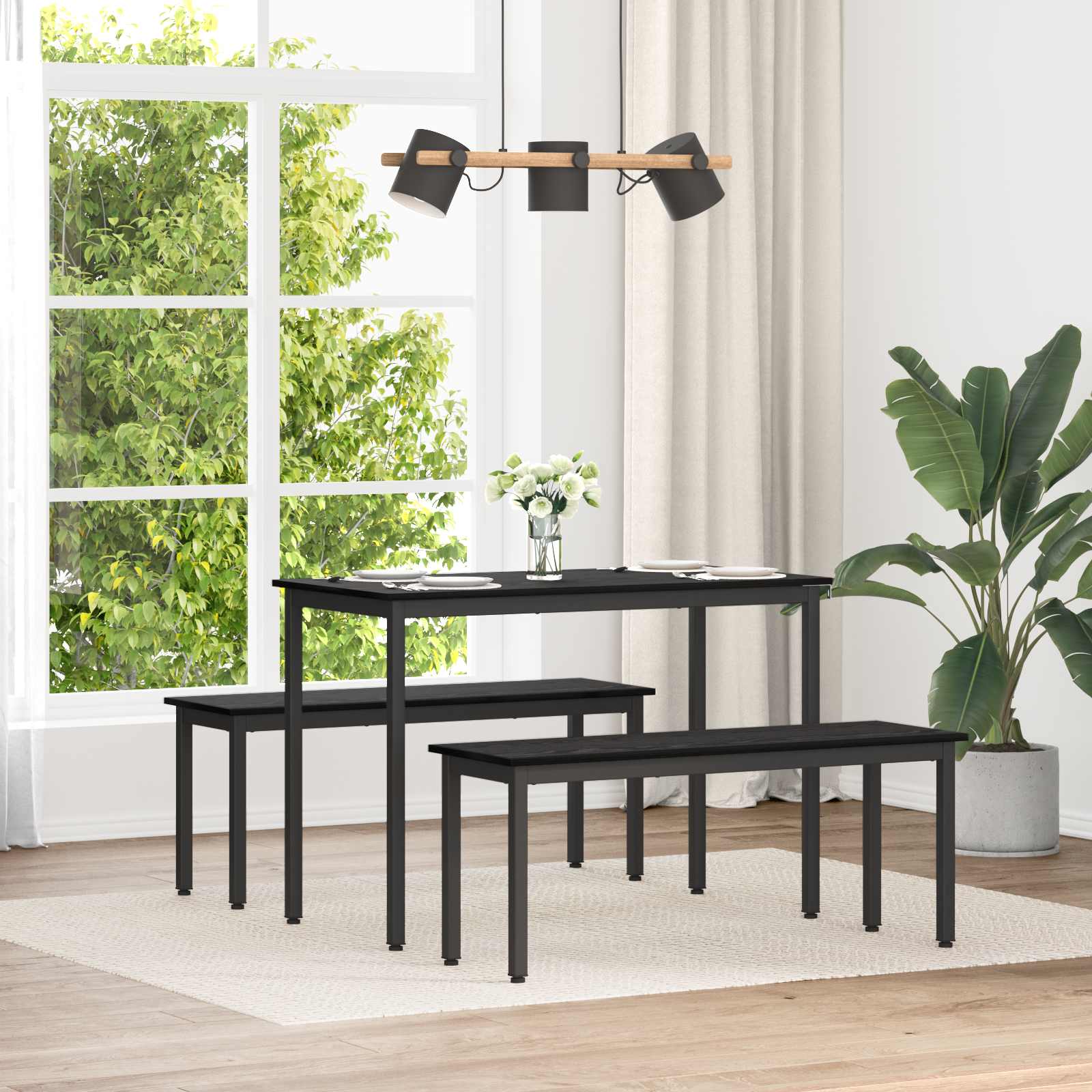 Bank Zwart Eiken 110 x 35 x 45 cm Bewerkt hout is nu te koop bij PeponiXL, paradijselijk wonen!
