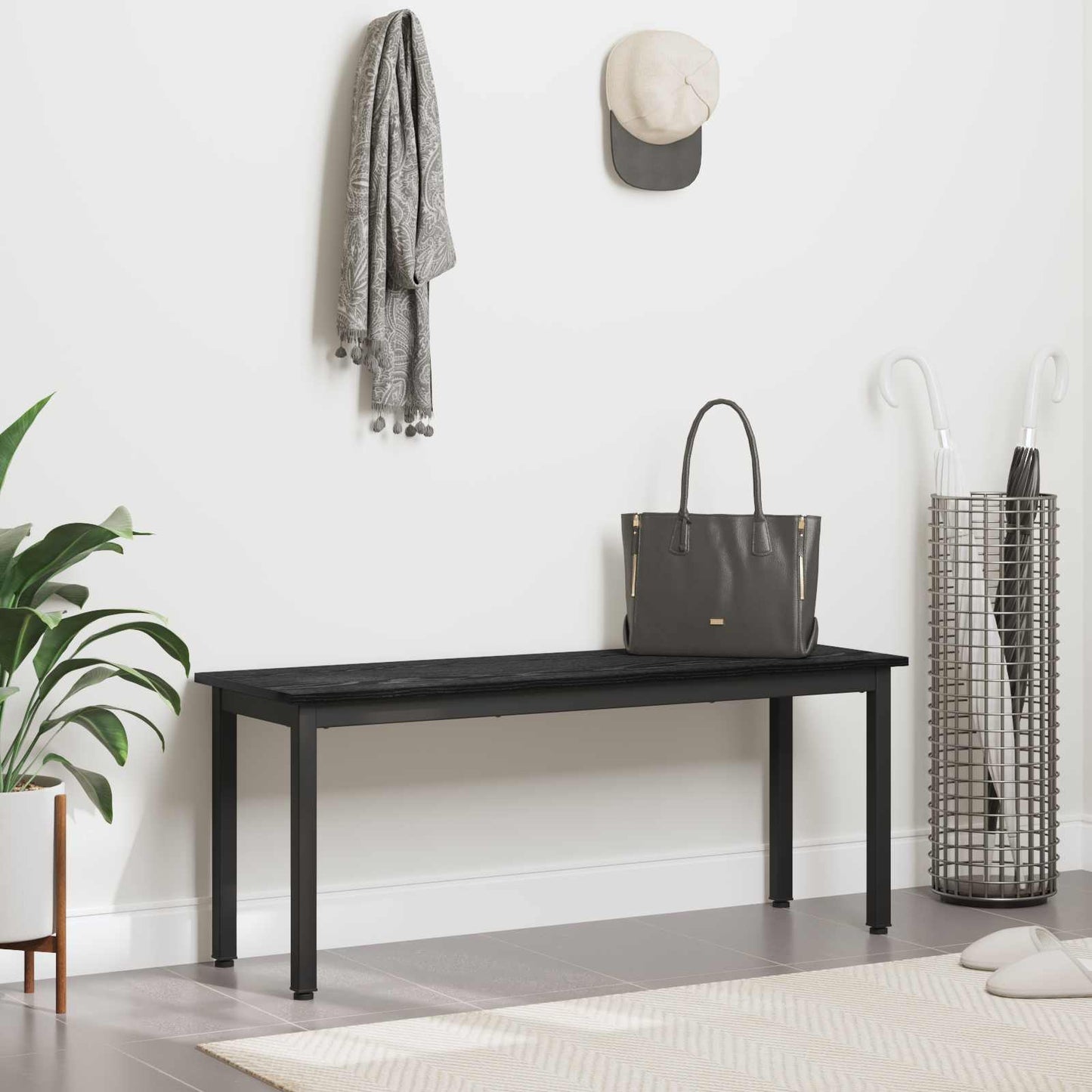 Bank Zwart Eiken 110 x 35 x 45 cm Bewerkt hout is nu te koop bij PeponiXL, paradijselijk wonen!