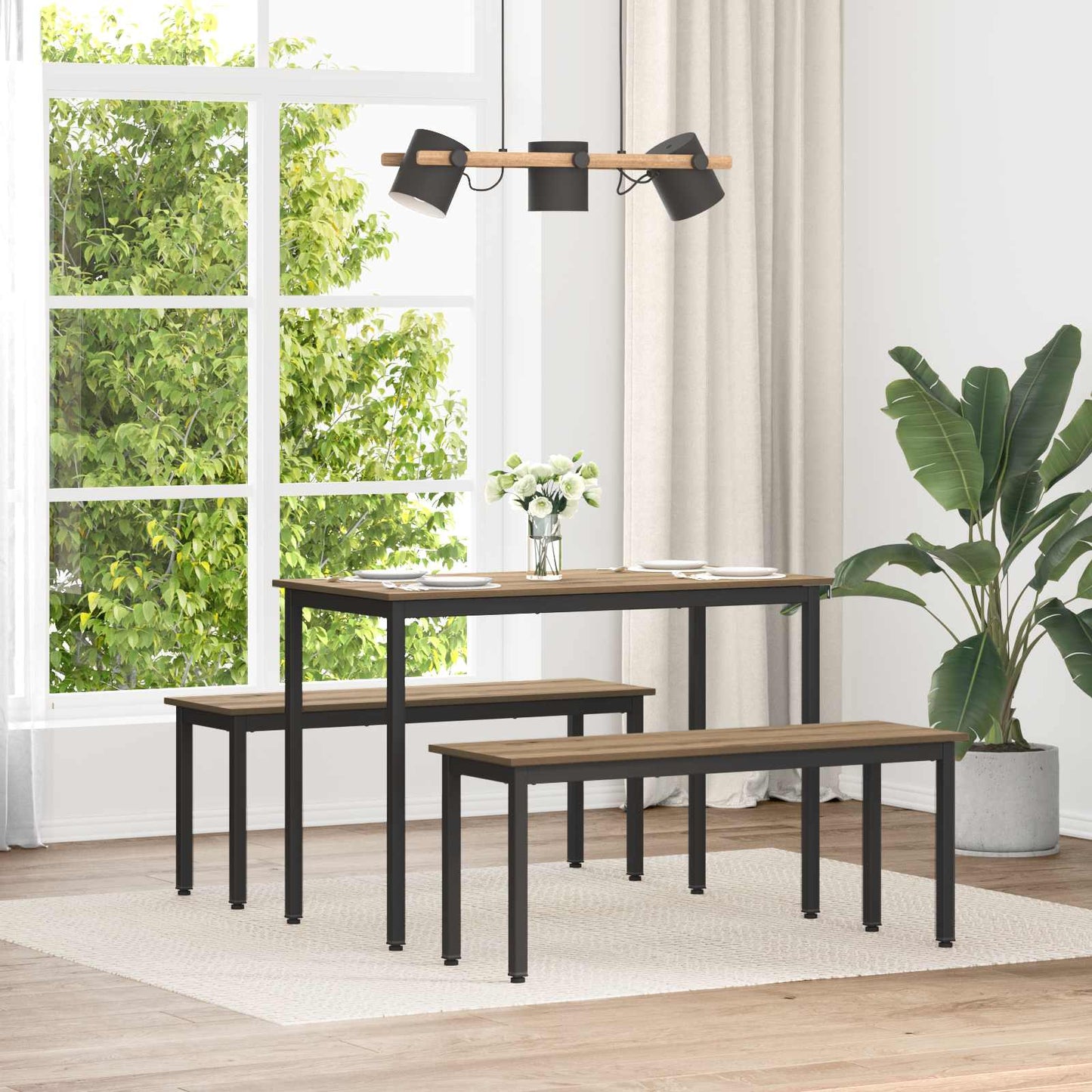 Bank Ambachtelijk eiken 110 x 35 x 45 cm Bewerkt hout is nu te koop bij PeponiXL, paradijselijk wonen!