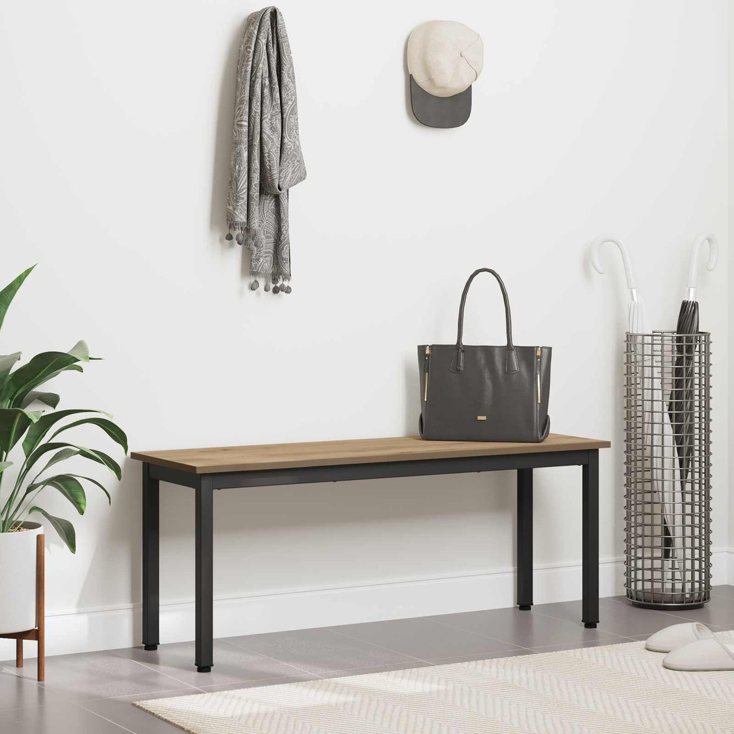 Bank Ambachtelijk eiken 110 x 35 x 45 cm Bewerkt hout is nu te koop bij PeponiXL, paradijselijk wonen!