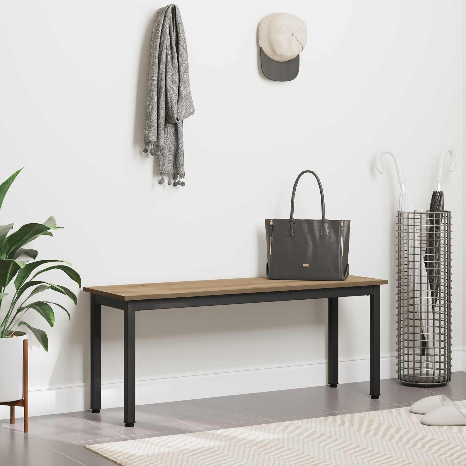 Bank Ambachtelijk eiken 110 x 35 x 45 cm Bewerkt hout is nu te koop bij PeponiXL, paradijselijk wonen!