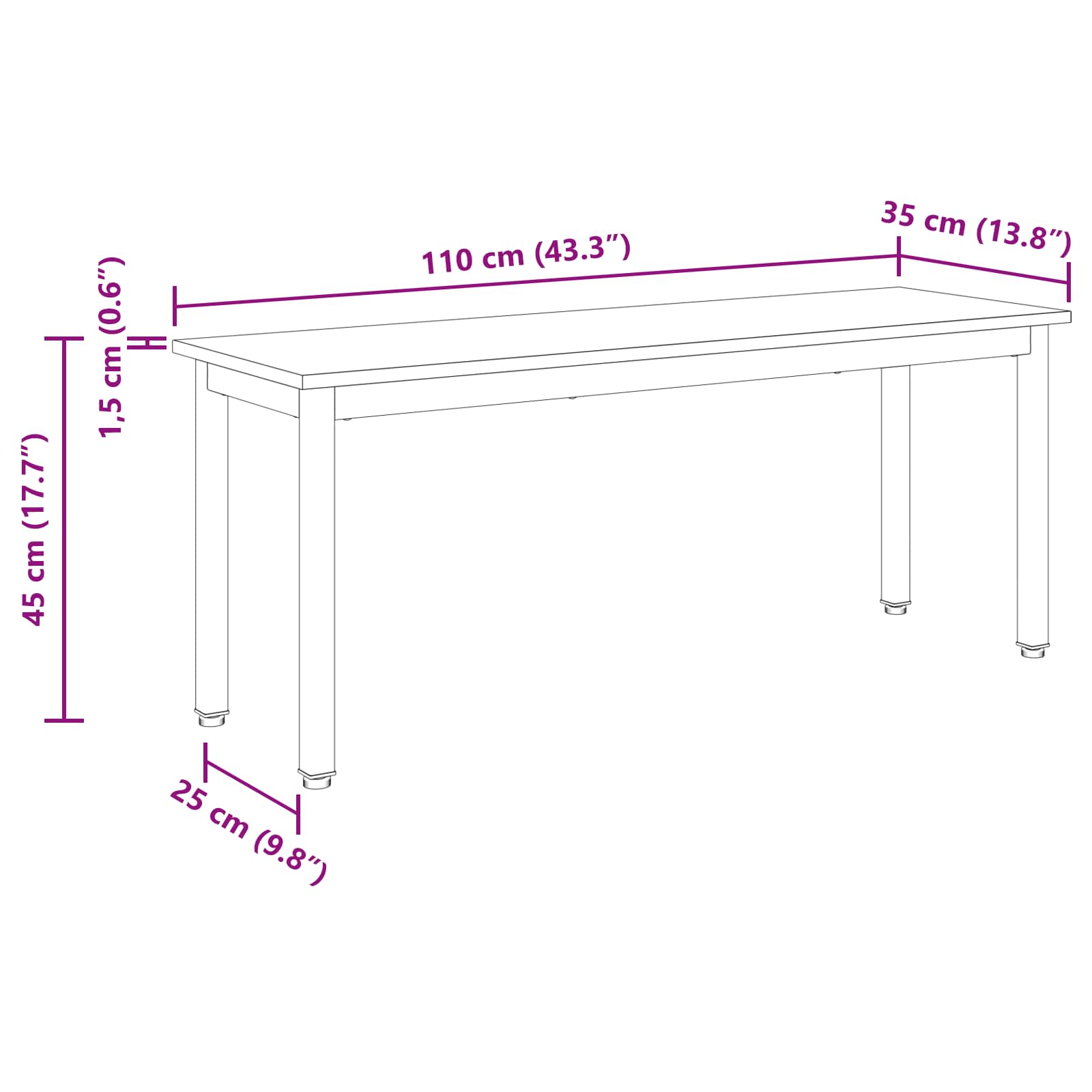 Bank Ambachtelijk eiken 110 x 35 x 45 cm Bewerkt hout is nu te koop bij PeponiXL, paradijselijk wonen!