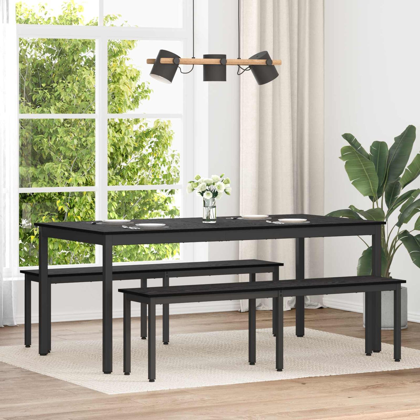 Bank Zwart Eiken 160 x 35 x 45 cm Bewerkt hout is nu te koop bij PeponiXL, paradijselijk wonen!