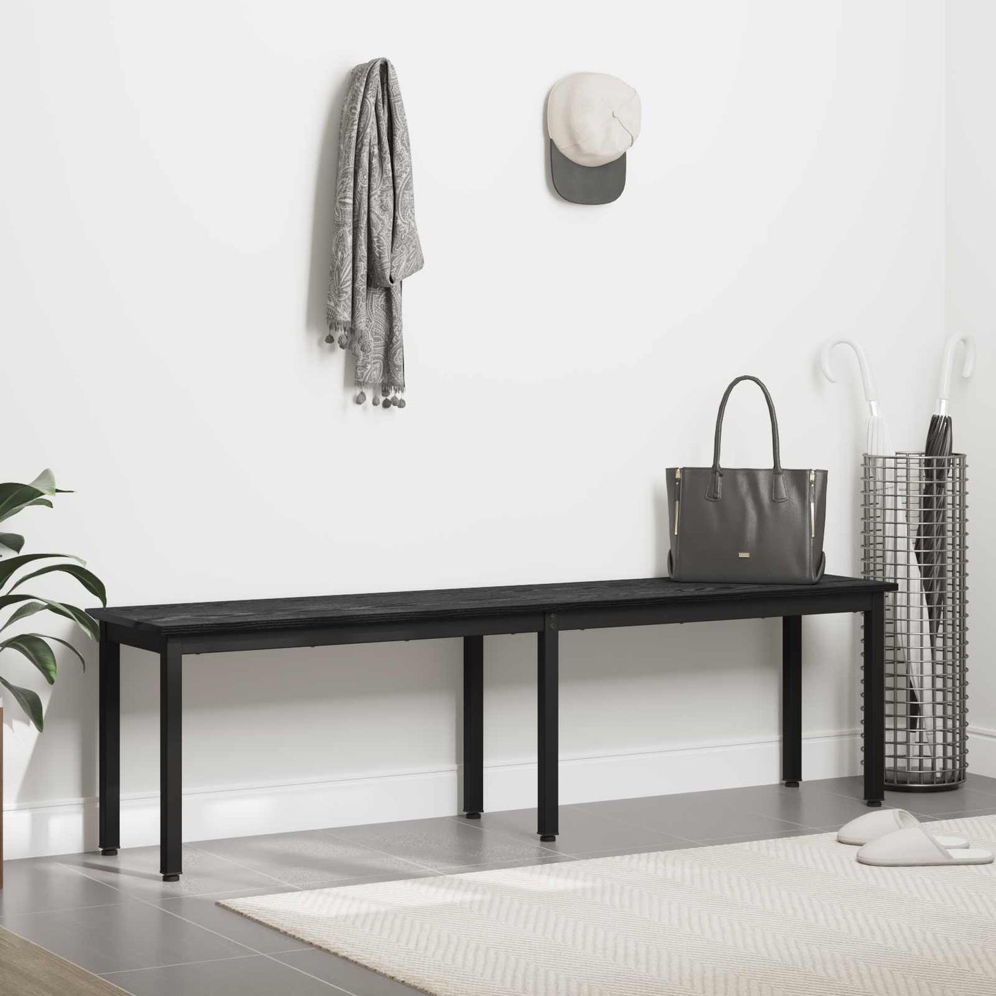 Bank Zwart Eiken 160 x 35 x 45 cm Bewerkt hout is nu te koop bij PeponiXL, paradijselijk wonen!