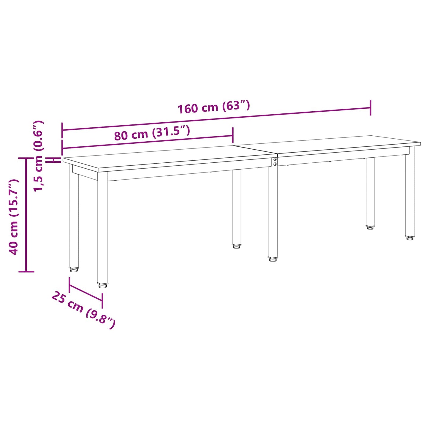 Bank Sonoma 160 x 35 x 45 cm Bewerkt hout is nu te koop bij PeponiXL, paradijselijk wonen!
