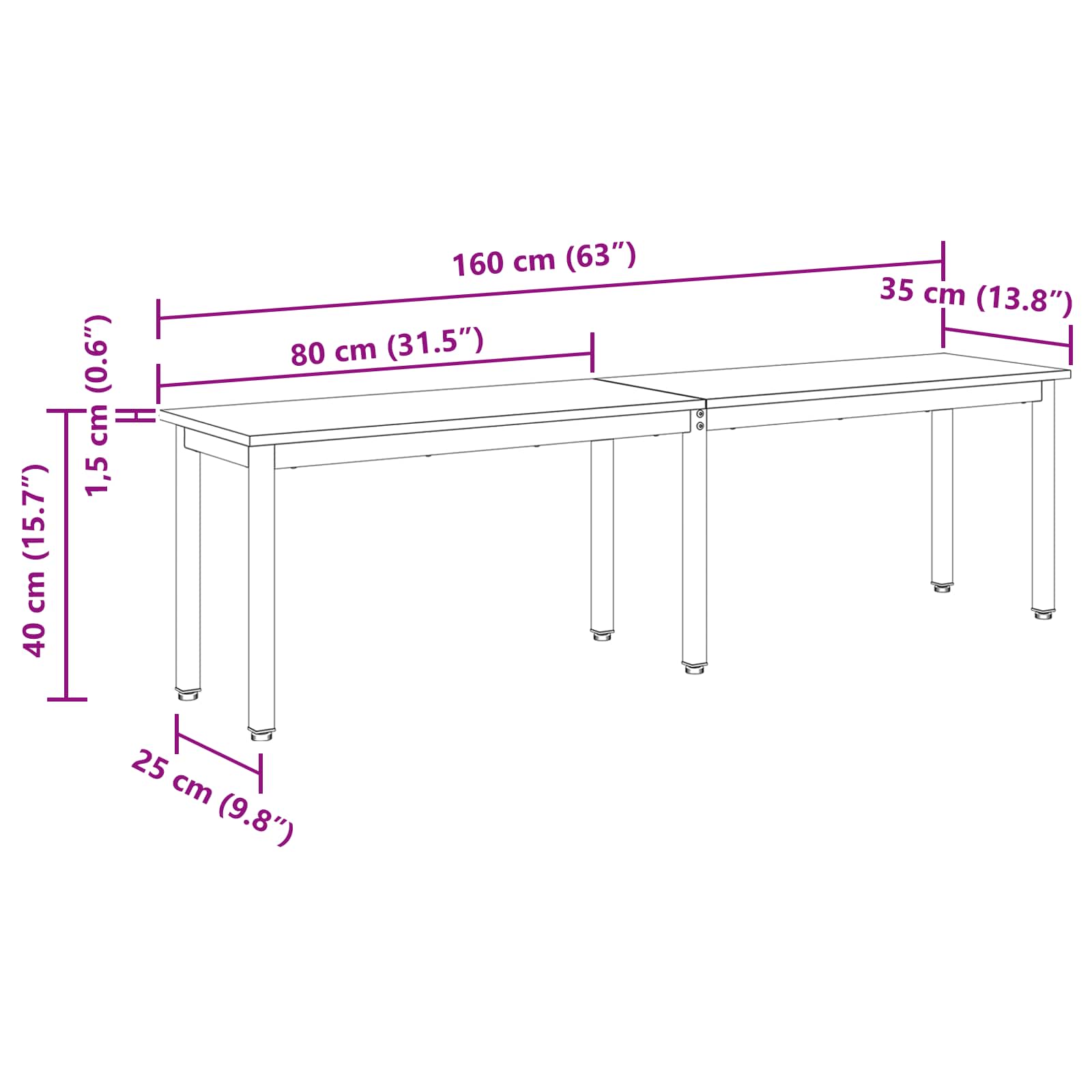 Bank Rook Eik 160 x 35 x 45 cm Bewerkt hout is nu te koop bij PeponiXL, paradijselijk wonen!