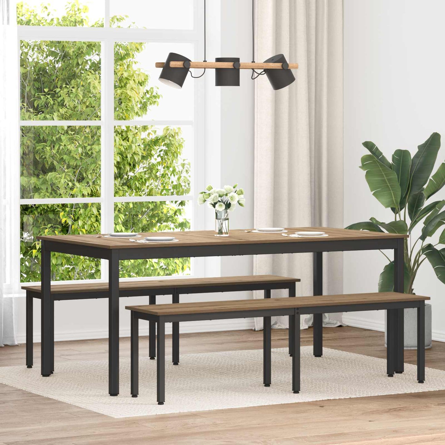 Bank Ambachtelijk eiken 160 x 35 x 45 cm Bewerkt hout is nu te koop bij PeponiXL, paradijselijk wonen!
