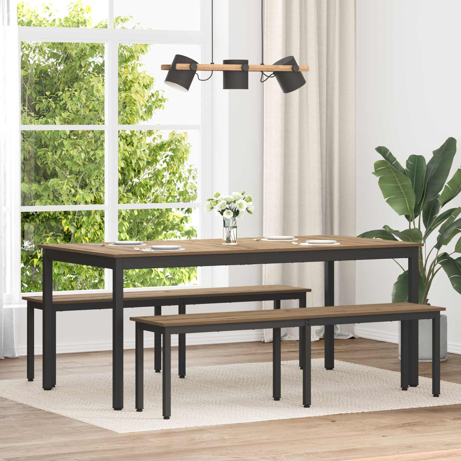 Bank Ambachtelijk eiken 160 x 35 x 45 cm Bewerkt hout is nu te koop bij PeponiXL, paradijselijk wonen!