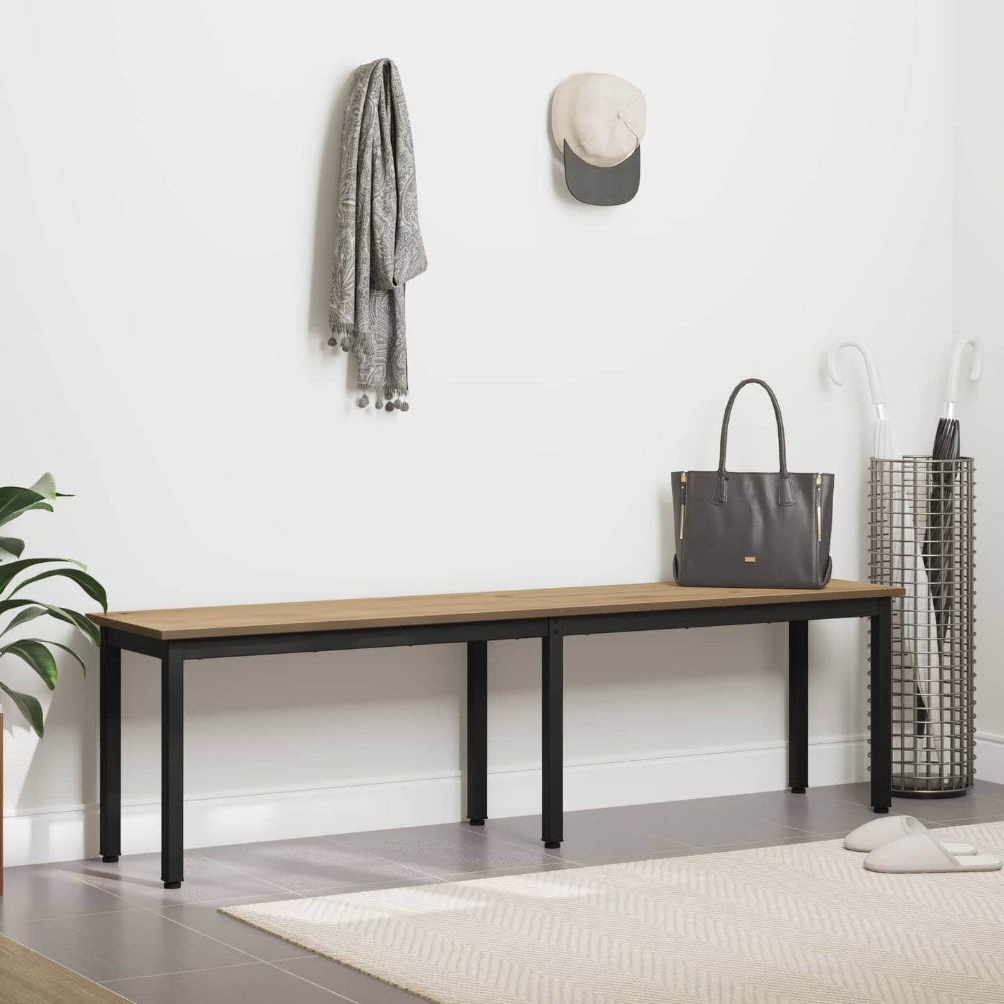 Bank Ambachtelijk eiken 160 x 35 x 45 cm Bewerkt hout is nu te koop bij PeponiXL, paradijselijk wonen!