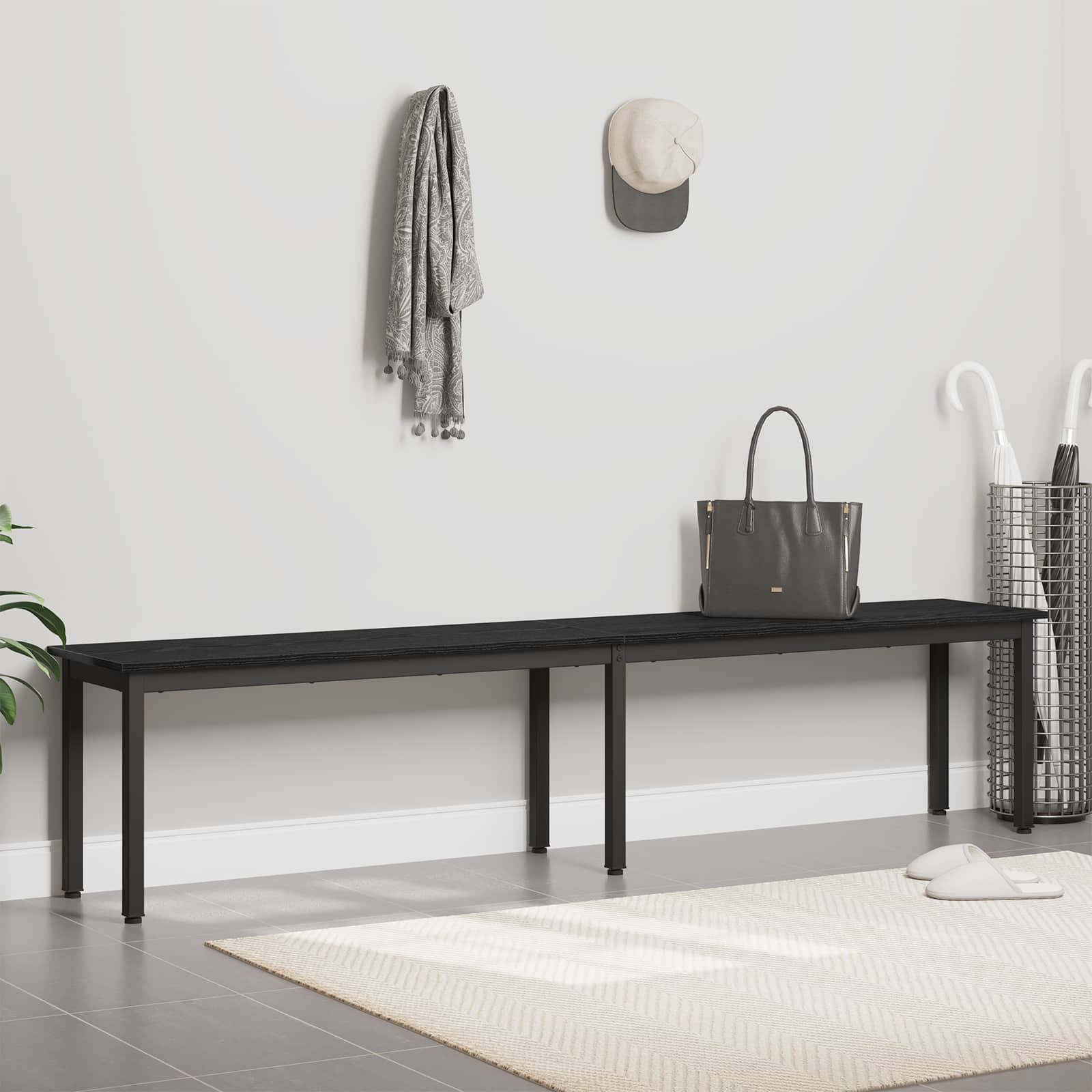 Bank Zwart Eiken 200 x 35 x 45 cm Bewerkt hout is nu te koop bij PeponiXL, paradijselijk wonen!
