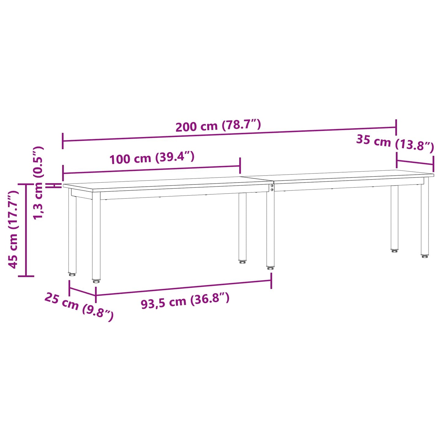 Bank Oudhout 200 x 35 x 45 cm Bewerkt hout is nu te koop bij PeponiXL, paradijselijk wonen!