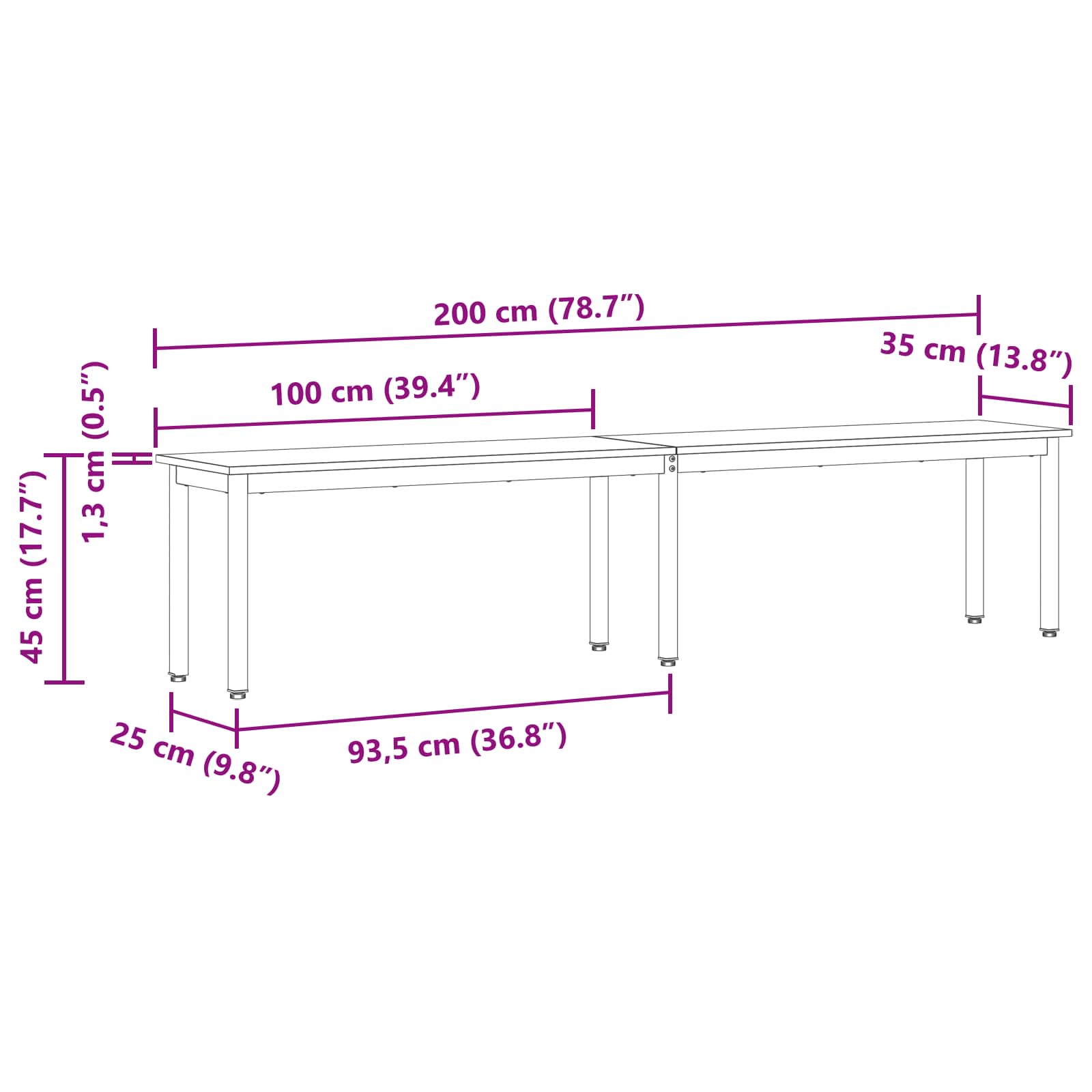 Bank Oudhout 200 x 35 x 45 cm Bewerkt hout is nu te koop bij PeponiXL, paradijselijk wonen!