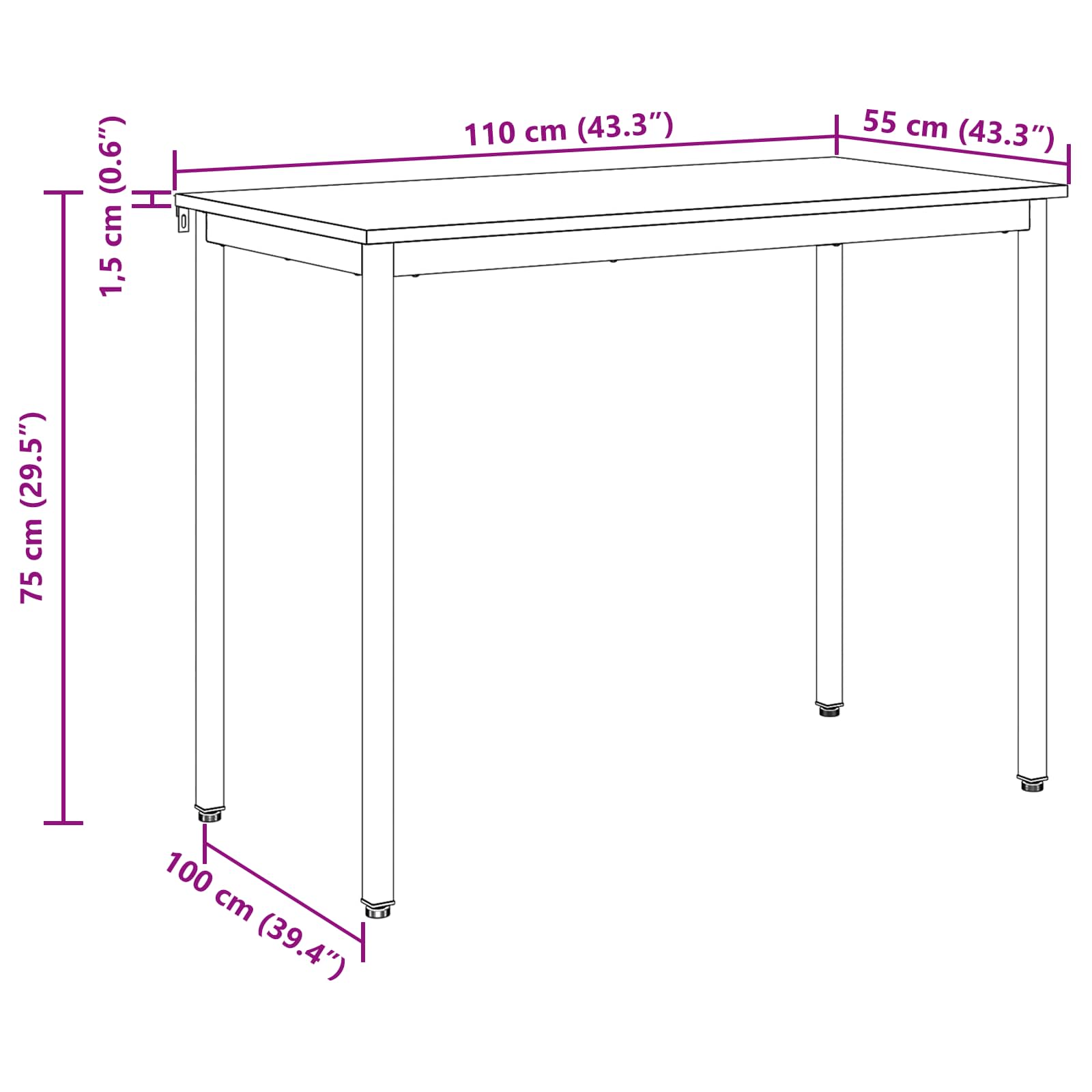 Eettafels 110 x 100 x 75 cm METAAL is nu te koop bij PeponiXL, paradijselijk wonen!