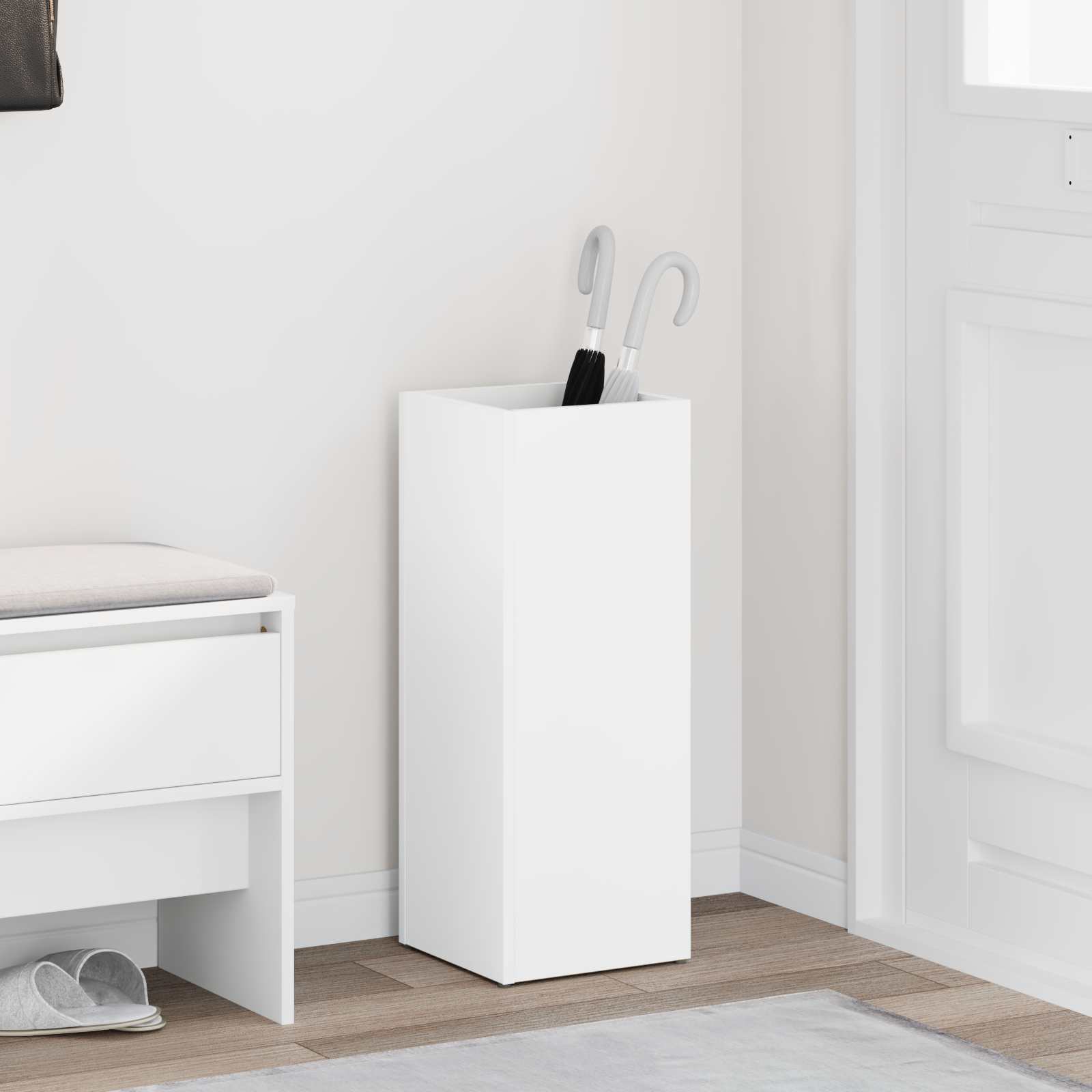 Paraplu Standaard met opslag Wit 25 x 24,5 x 64 cm Bewerkt hout is nu te koop bij PeponiXL, paradijselijk wonen!