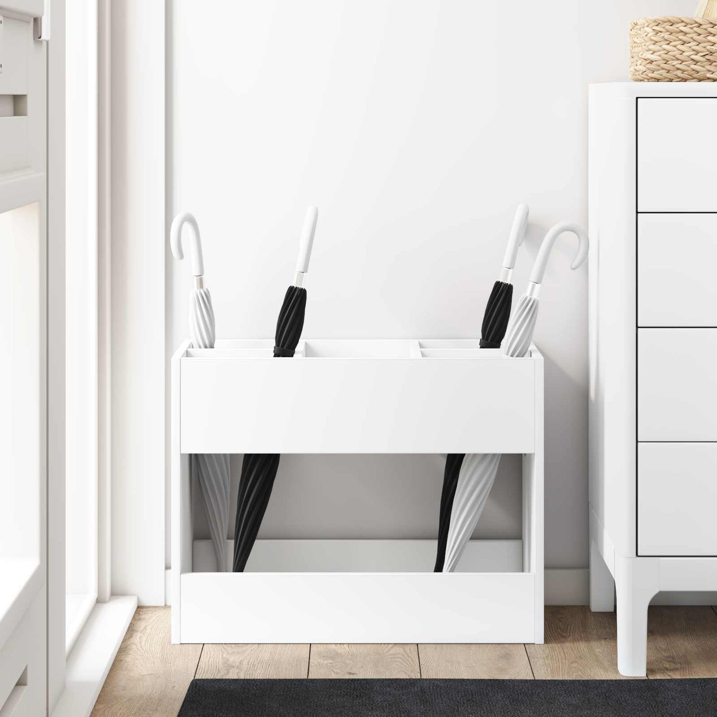 Paraplu Standaard met opslag Wit 65 x 24 x 50 cm Bewerkt hout is nu te koop bij PeponiXL, paradijselijk wonen!