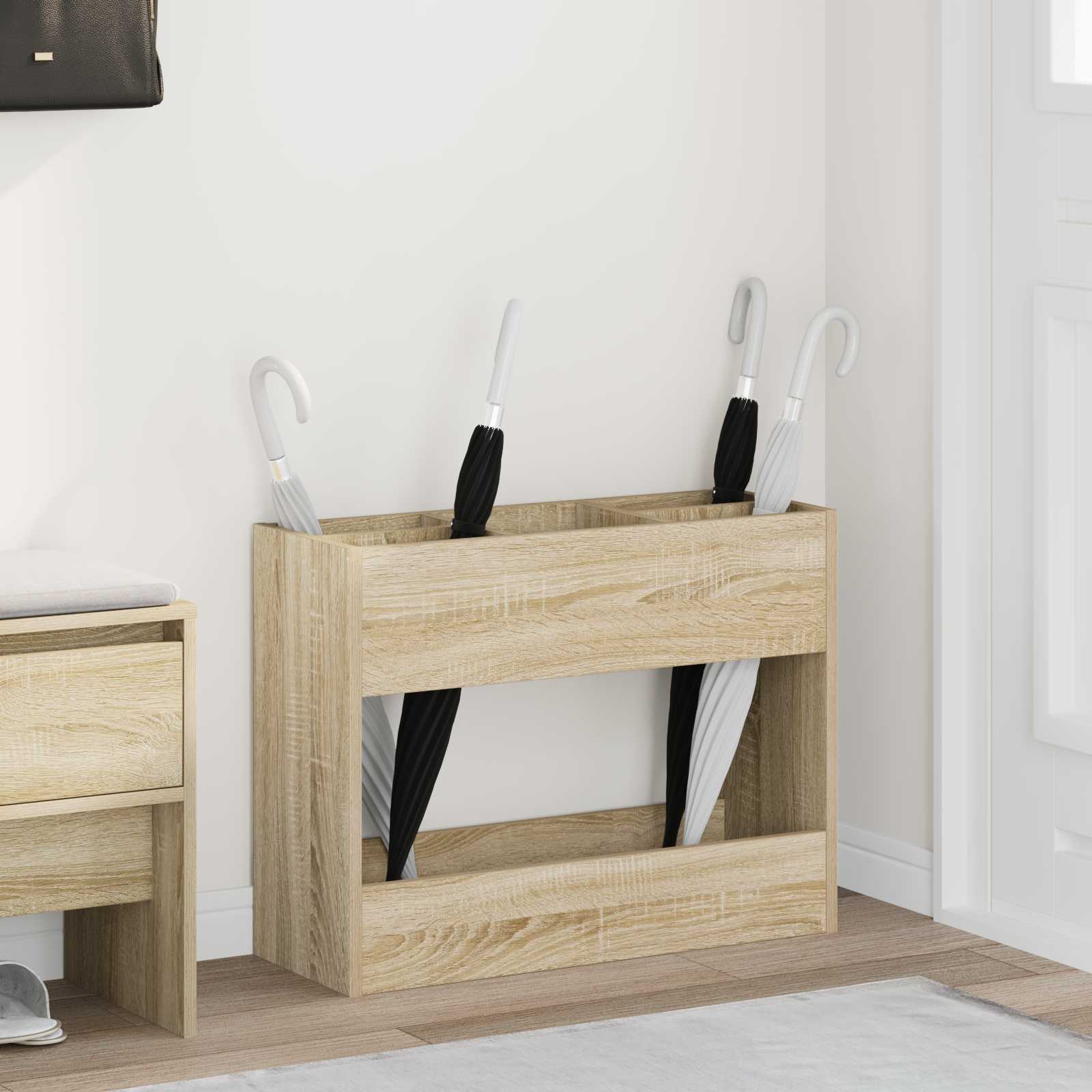 Paraplu Standaard Sonoma Eiken 65 x 24 x 50 cm Bewerkt hout is nu te koop bij PeponiXL, paradijselijk wonen!