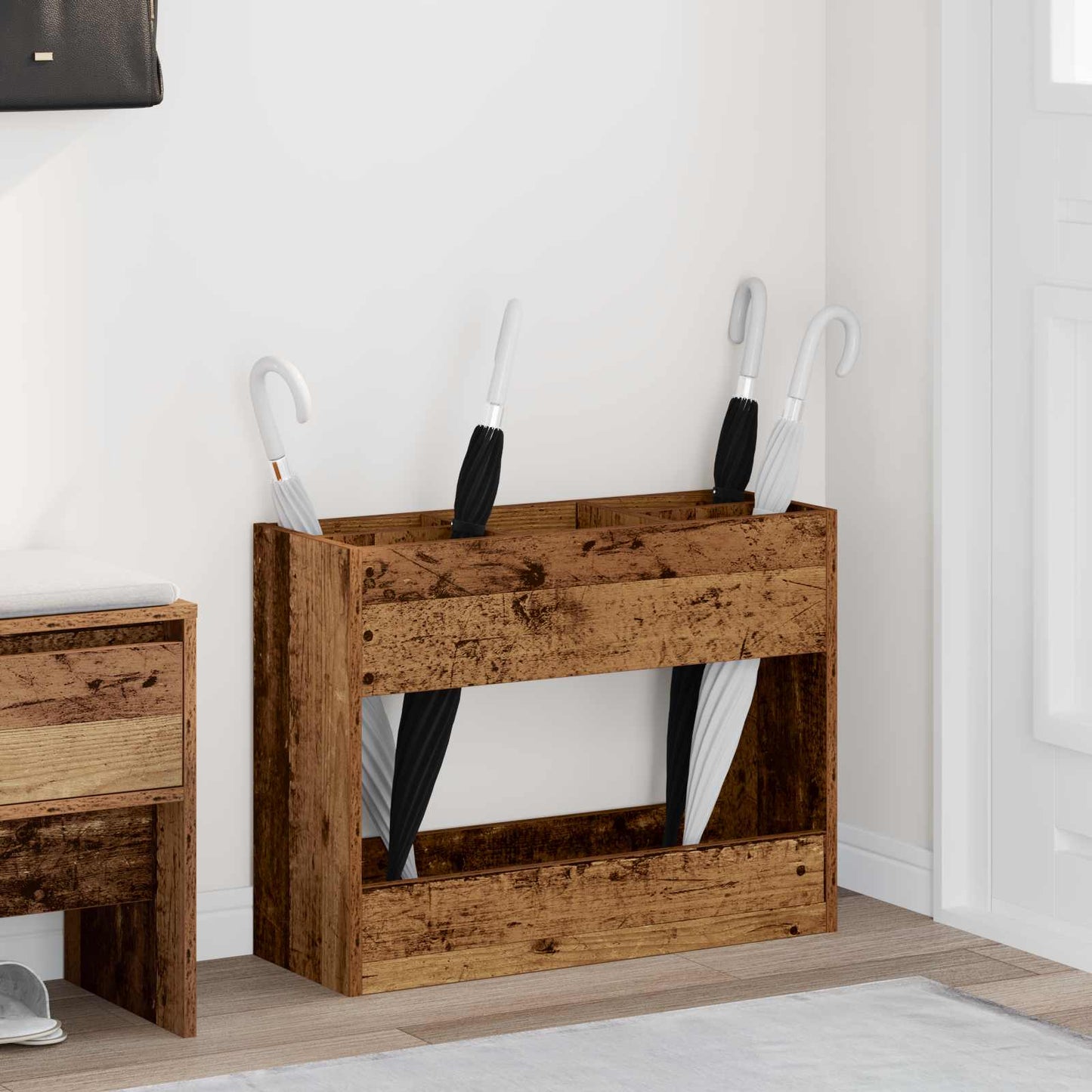 Paraplu Standaard Oudhout 65 x 24 x 50 cm Bewerkt hout is nu te koop bij PeponiXL, paradijselijk wonen!