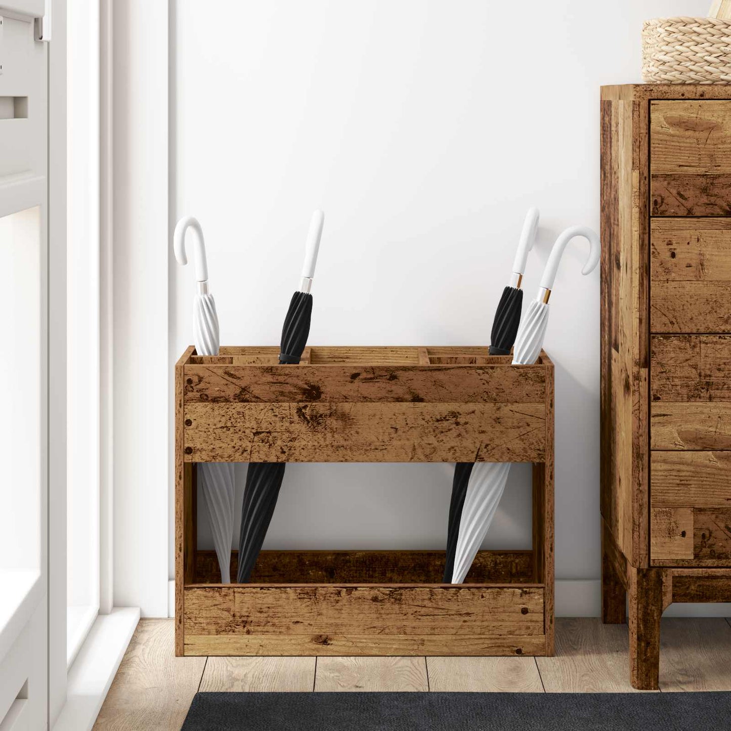 Paraplu Standaard Oudhout 65 x 24 x 50 cm Bewerkt hout is nu te koop bij PeponiXL, paradijselijk wonen!