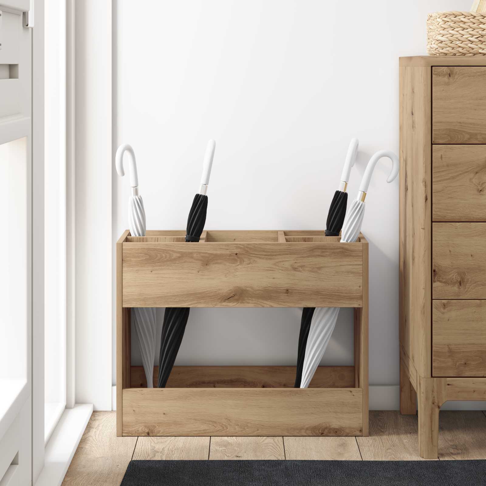 Paraplu Standaard Artisan Eiken 65 x 24 x 50 cm Bewerkt hout is nu te koop bij PeponiXL, paradijselijk wonen!