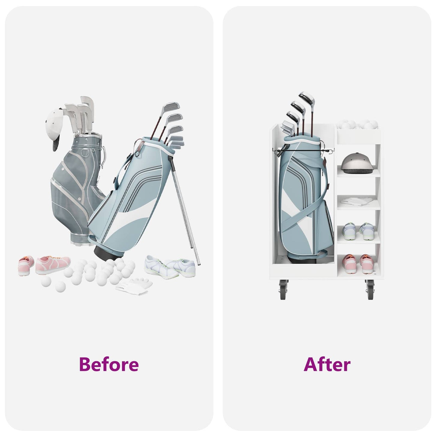 Golfkast met wiel Effen Wit 65 x 45 x 98 cm is nu te koop bij PeponiXL, paradijselijk wonen!