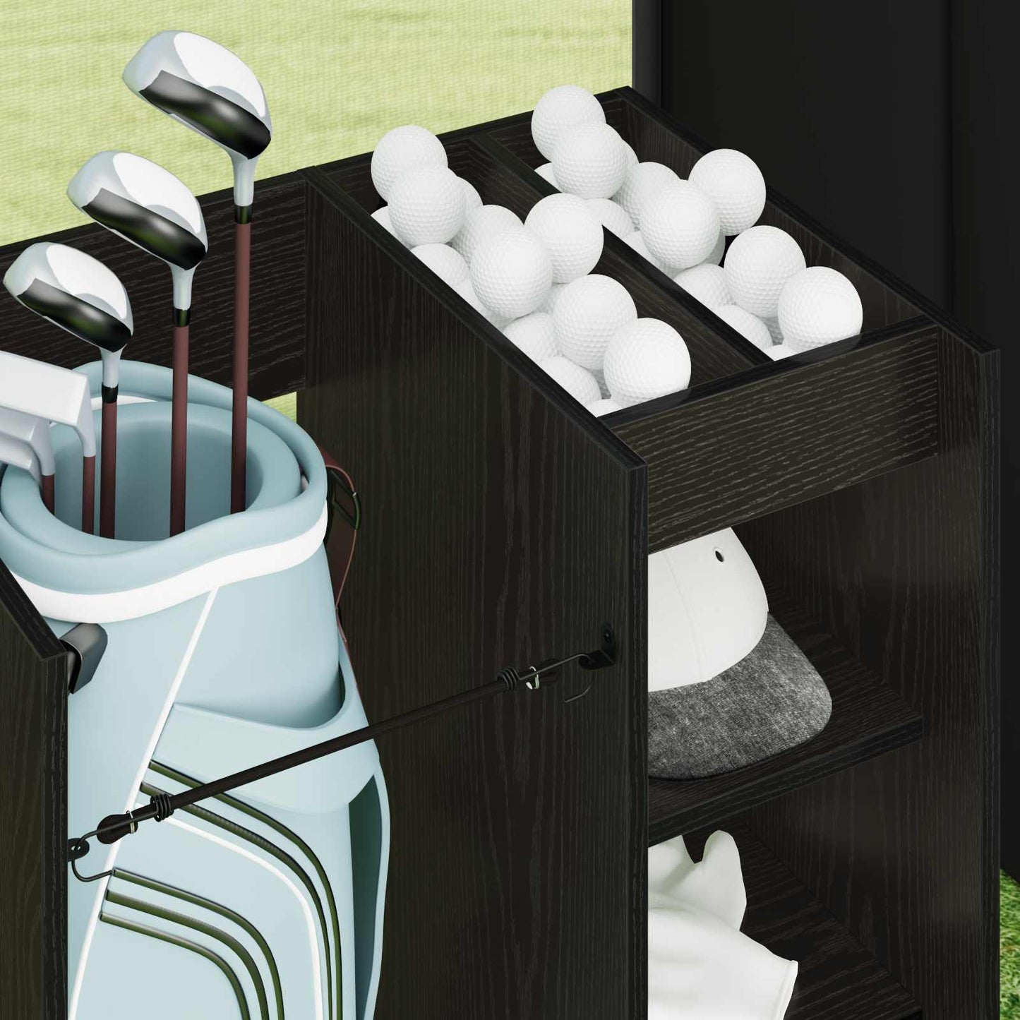 Golfkast met wiel Effen Zwart Eiken 65 x 45 x 98 cm is nu te koop bij PeponiXL, paradijselijk wonen!
