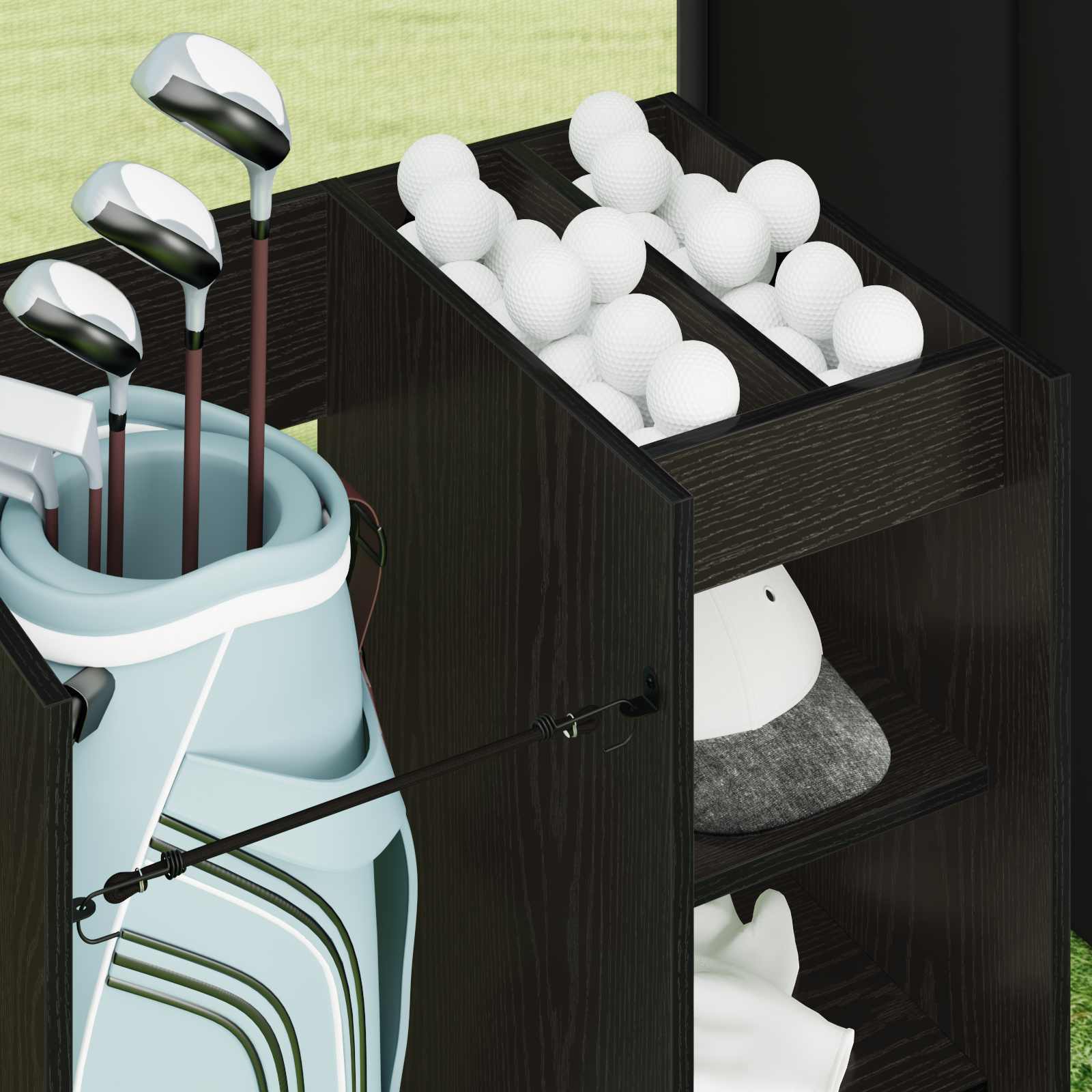 Golfkast met wiel Effen Zwart Eiken 65 x 45 x 98 cm is nu te koop bij PeponiXL, paradijselijk wonen!