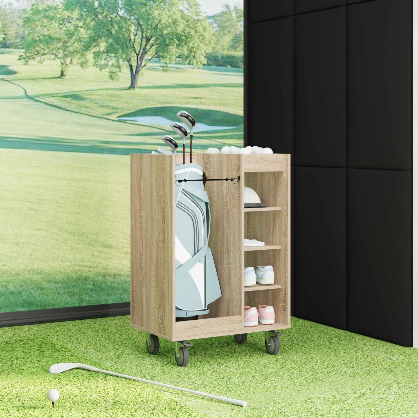 Golfkast met wiel Effen Sonoma Eiken 65 x 45 x 98 cm is nu te koop bij PeponiXL, paradijselijk wonen!