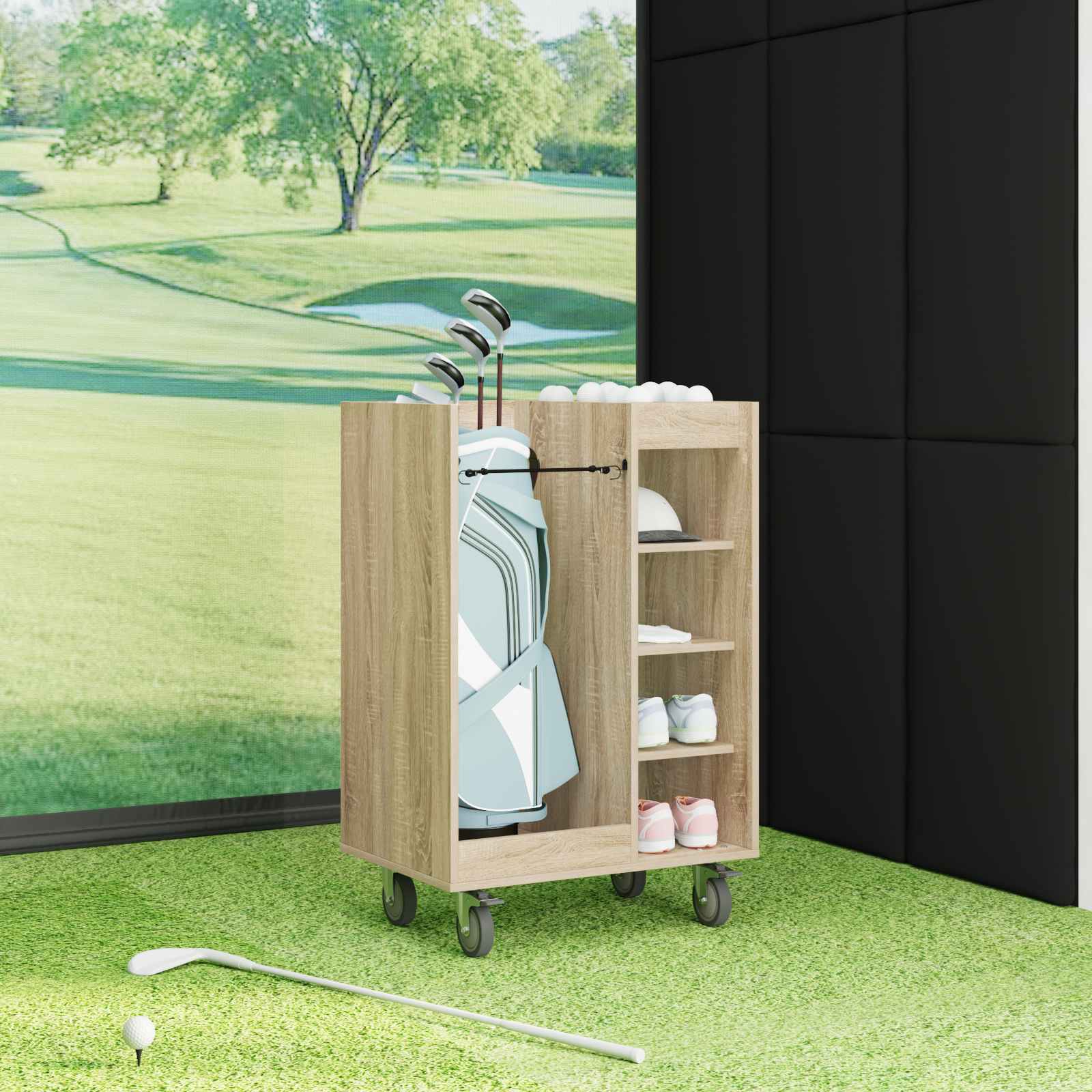 Golfkast met wiel Effen Sonoma Eiken 65 x 45 x 98 cm is nu te koop bij PeponiXL, paradijselijk wonen!