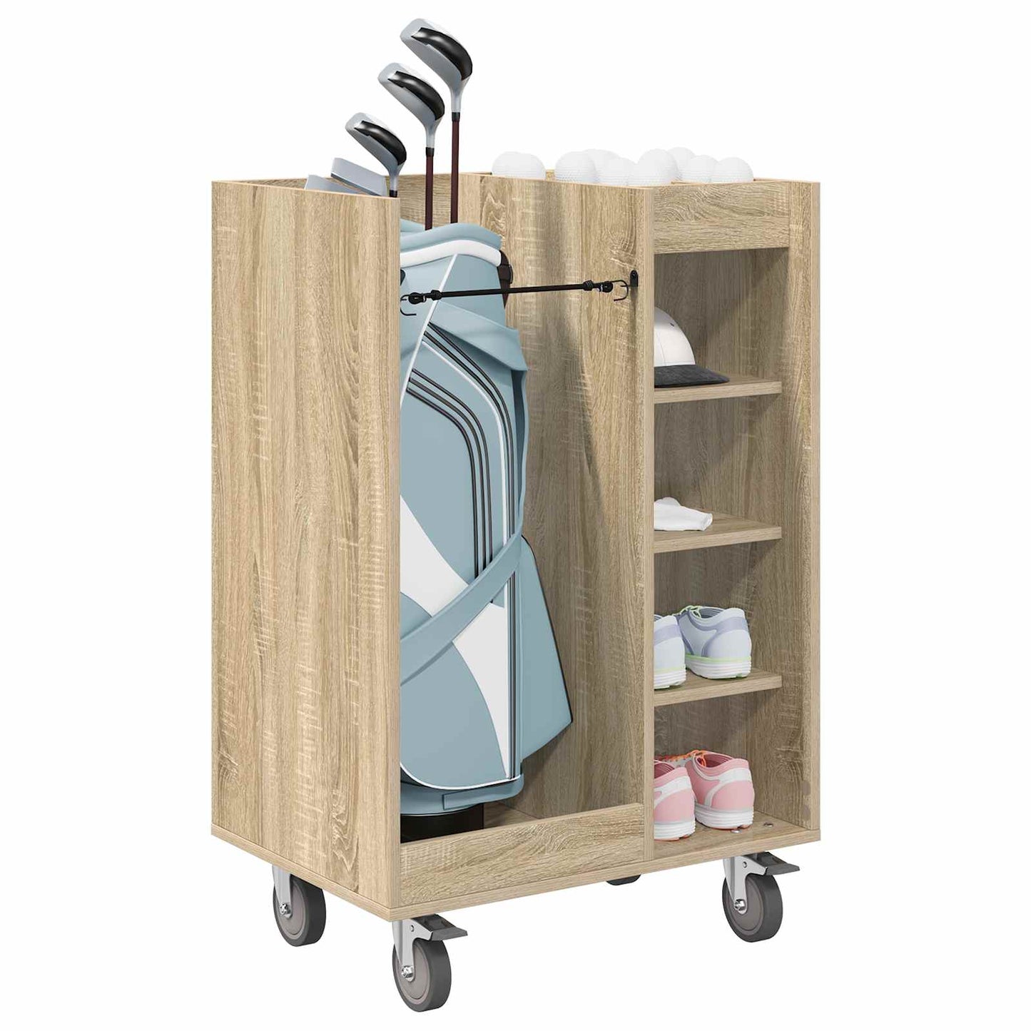 Golfkast met wiel Effen Sonoma Eiken 65 x 45 x 98 cm is nu te koop bij PeponiXL, paradijselijk wonen!