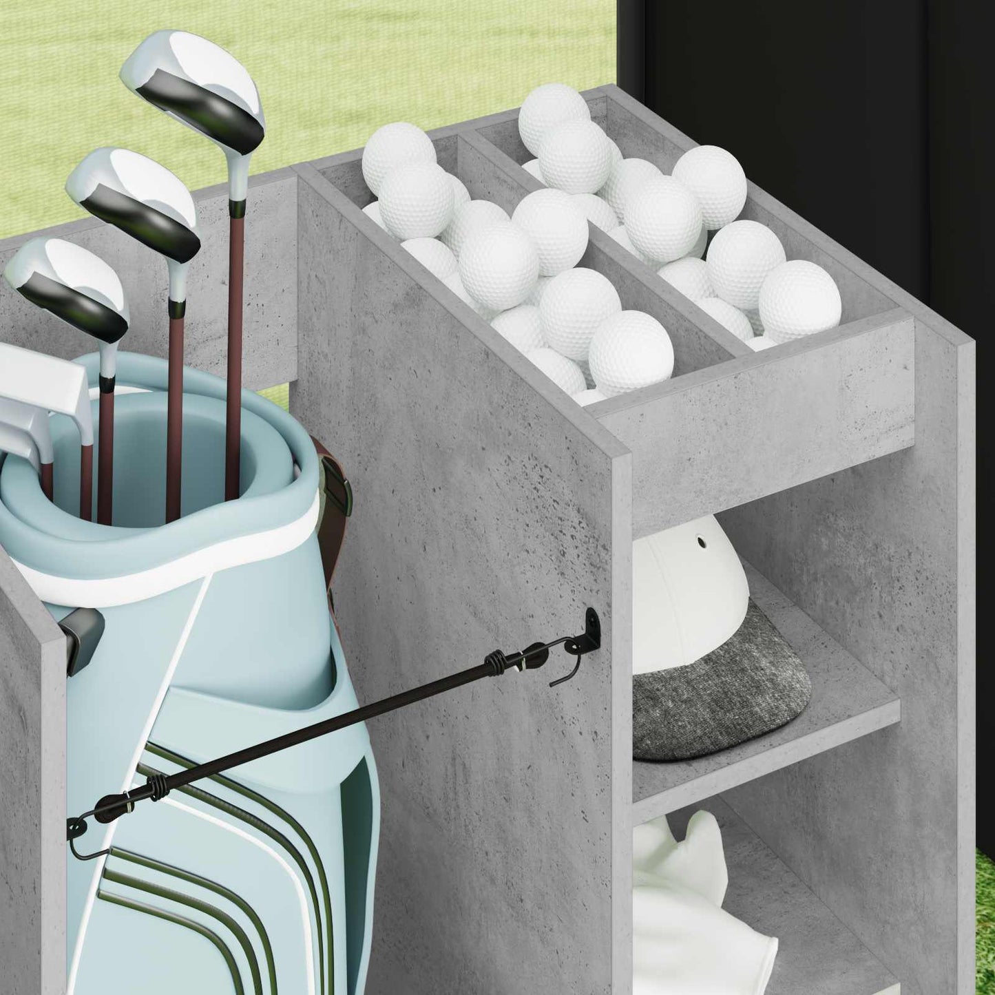 Golfkast met wiel Effen Beton Grijs 65 x 45 x 98 cm is nu te koop bij PeponiXL, paradijselijk wonen!