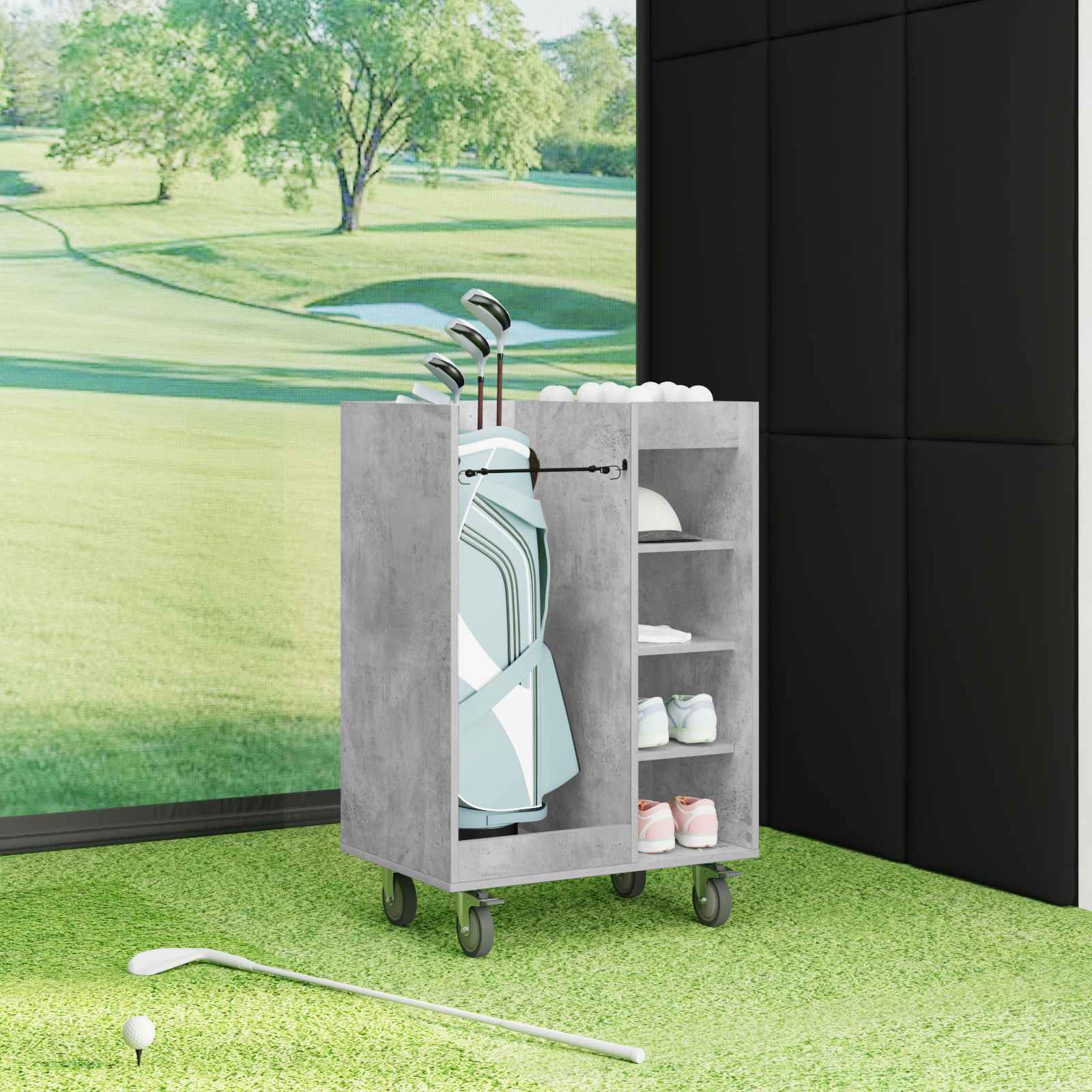 Golfkast met wiel Effen Beton Grijs 65 x 45 x 98 cm is nu te koop bij PeponiXL, paradijselijk wonen!