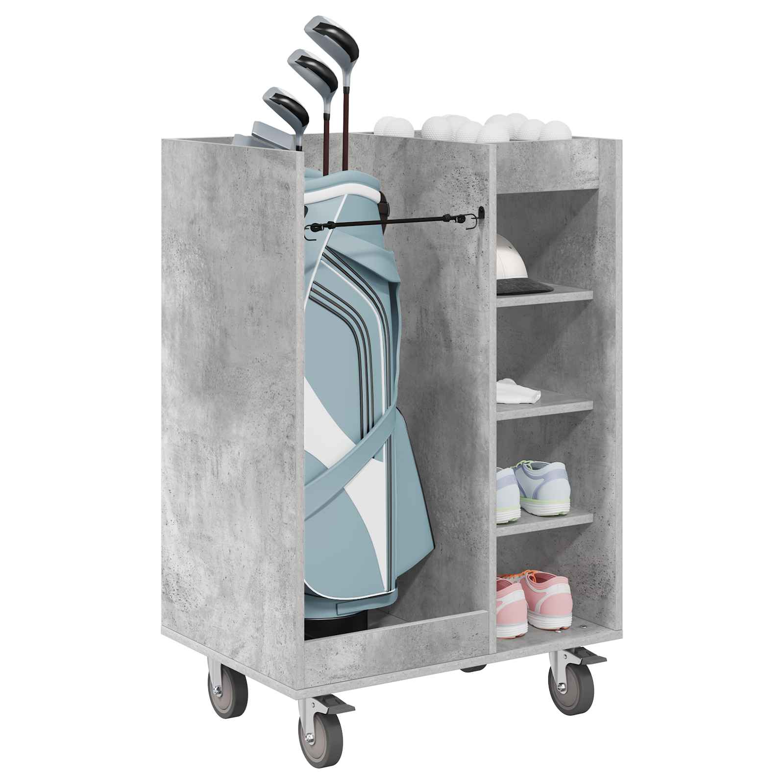 Golfkast met wiel Effen Beton Grijs 65 x 45 x 98 cm is nu te koop bij PeponiXL, paradijselijk wonen!