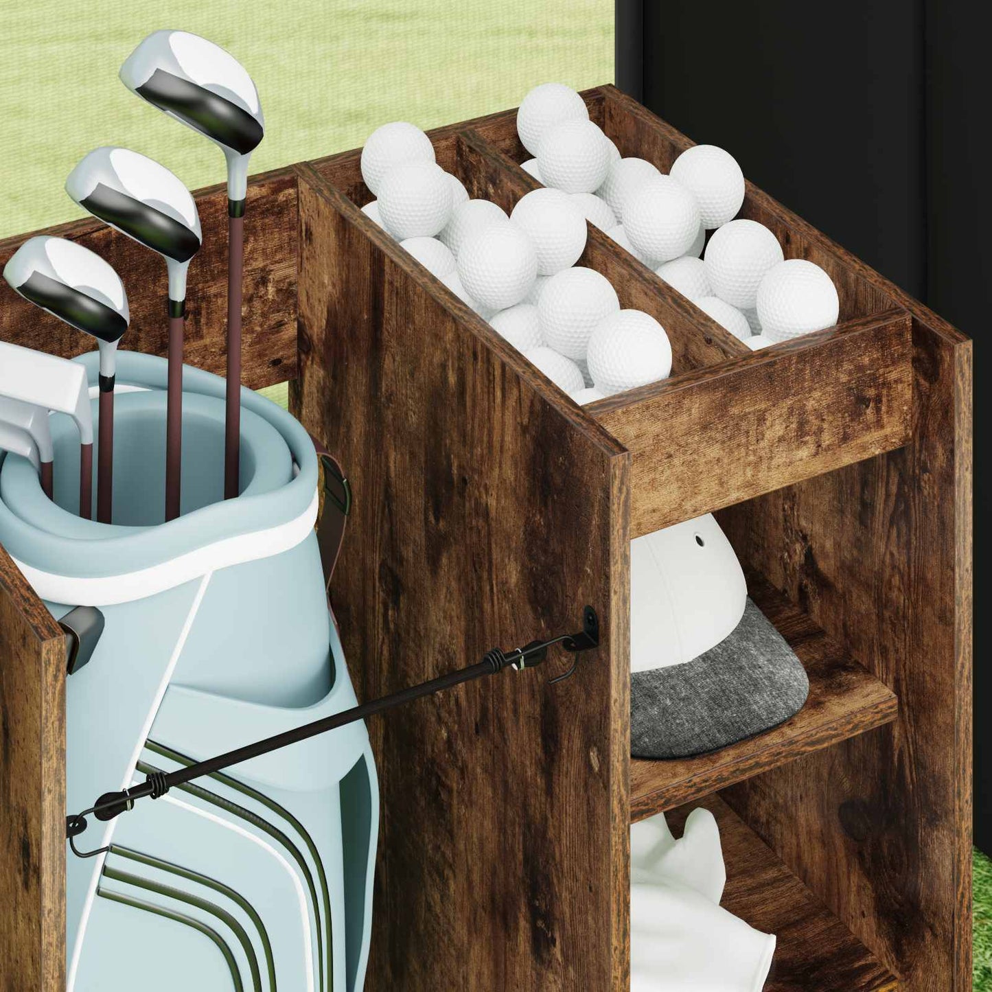 Golfkast met wiel Effen Gerookt eiken 65 x 45 x 98 cm is nu te koop bij PeponiXL, paradijselijk wonen!