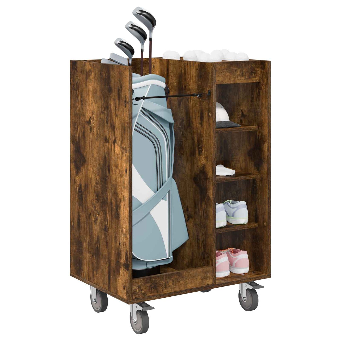 Golfkast met wiel Effen Gerookt eiken 65 x 45 x 98 cm is nu te koop bij PeponiXL, paradijselijk wonen!