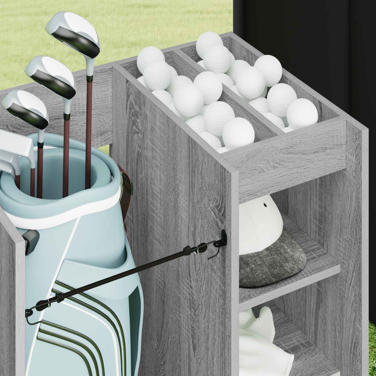 Golfkast met wiel Effen Grijs Sonoma 65 x 45 x 98 cm is nu te koop bij PeponiXL, paradijselijk wonen!