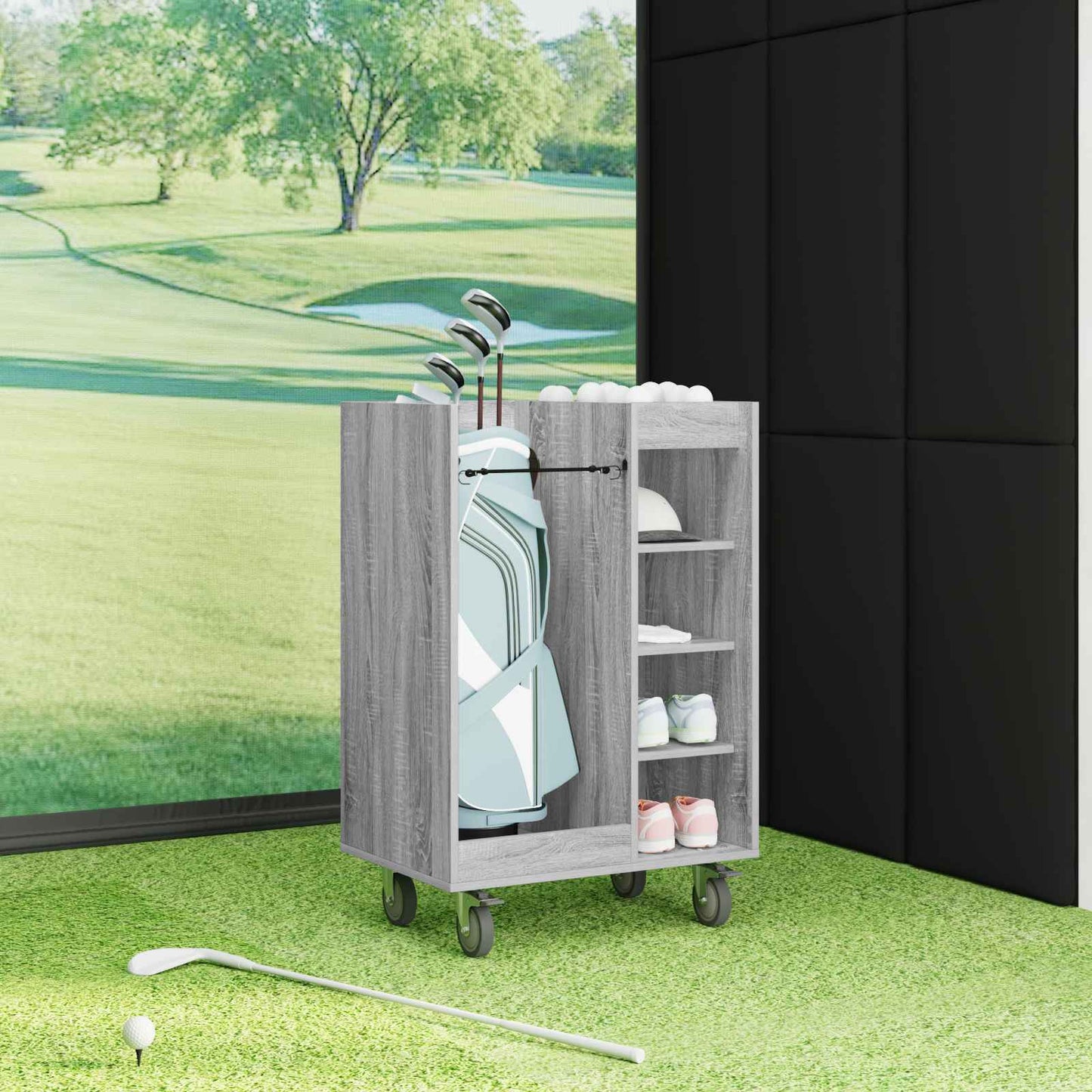 Golfkast met wiel Effen Grijs Sonoma 65 x 45 x 98 cm is nu te koop bij PeponiXL, paradijselijk wonen!