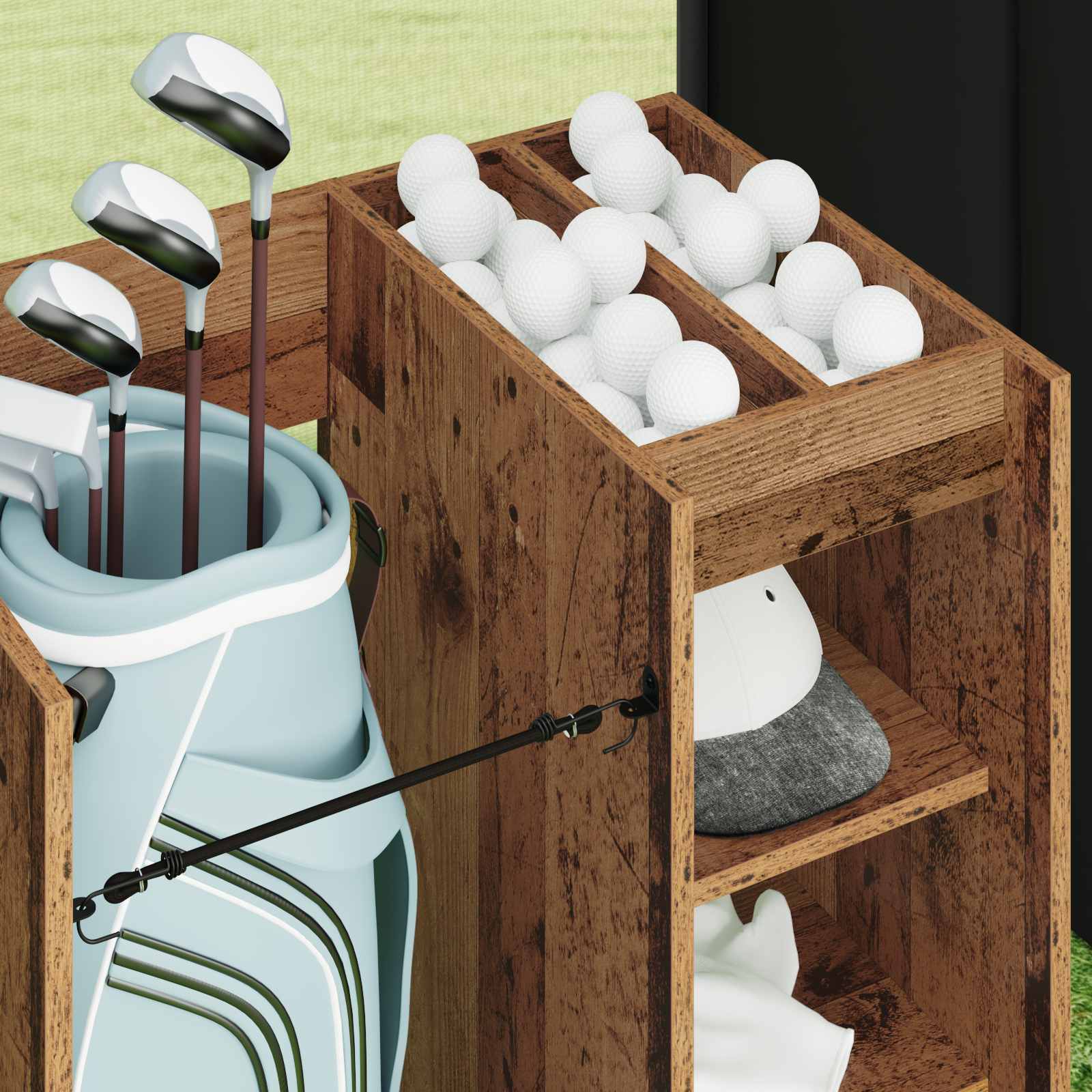 Golfkast met wiel Effen Oudhout 65 x 45 x 98 cm is nu te koop bij PeponiXL, paradijselijk wonen!