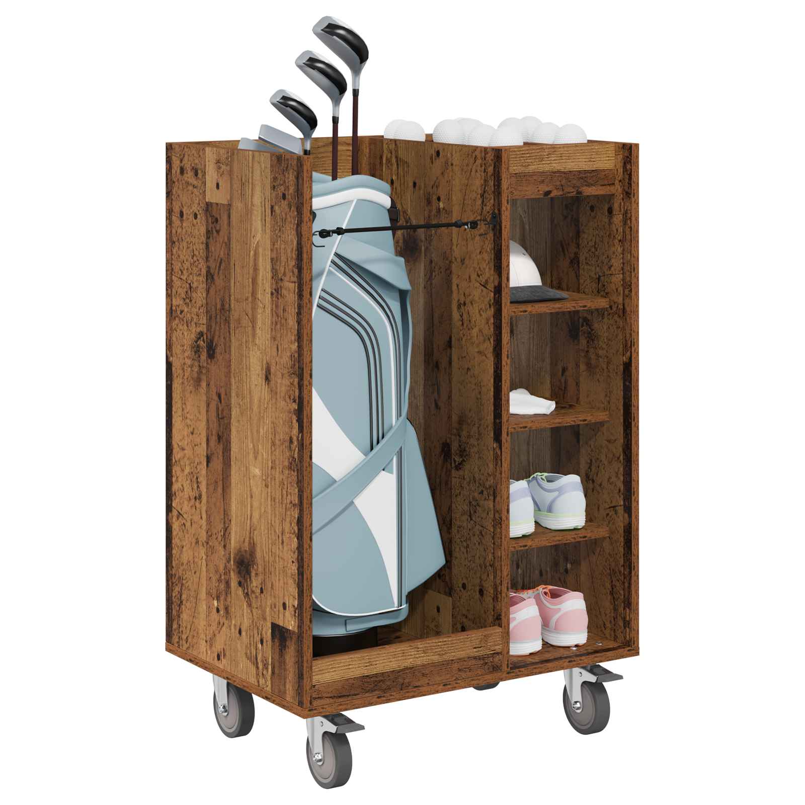 Golfkast met wiel Effen Oudhout 65 x 45 x 98 cm is nu te koop bij PeponiXL, paradijselijk wonen!