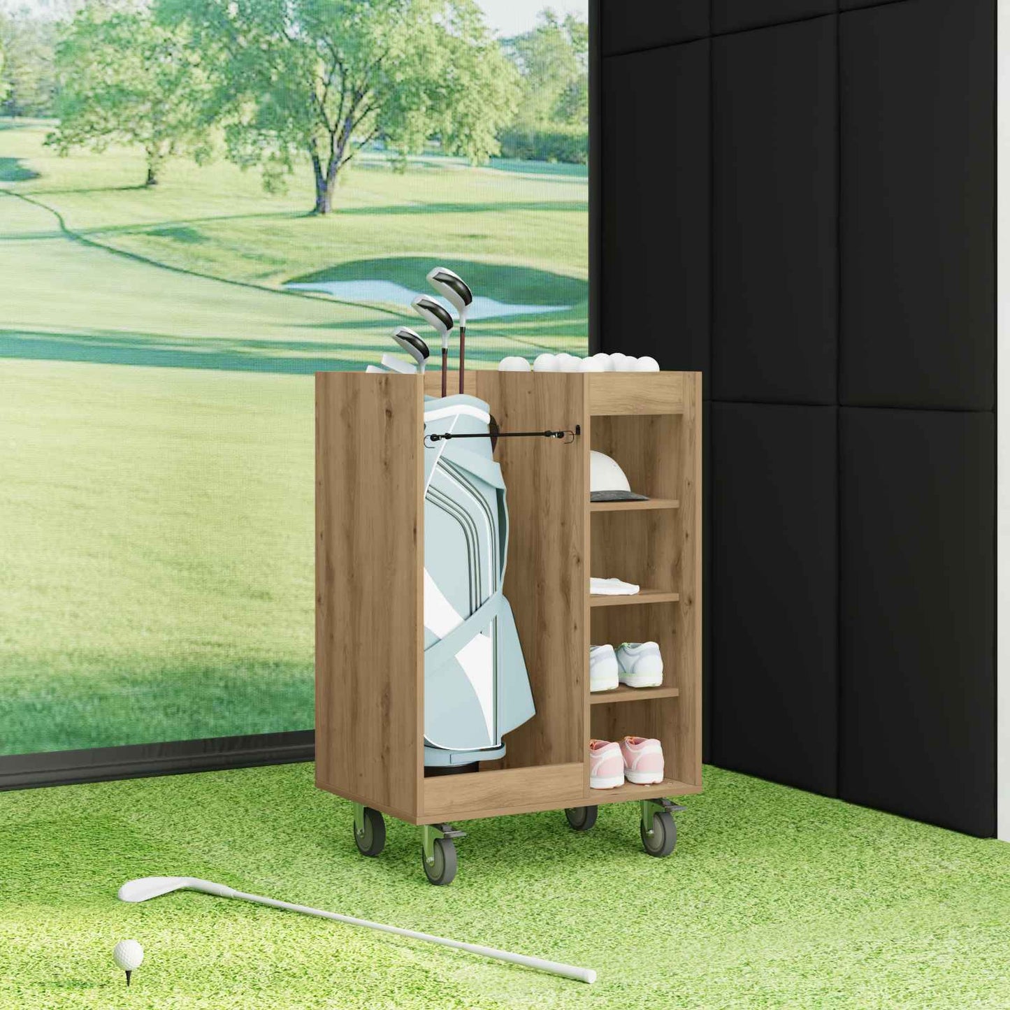 Golfkast met wiel Effen Artisan Eiken 65 x 45 x 98 cm is nu te koop bij PeponiXL, paradijselijk wonen!