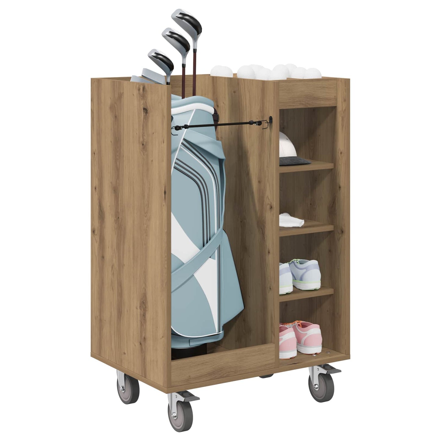 Golfkast met wiel Effen Artisan Eiken 65 x 45 x 98 cm is nu te koop bij PeponiXL, paradijselijk wonen!