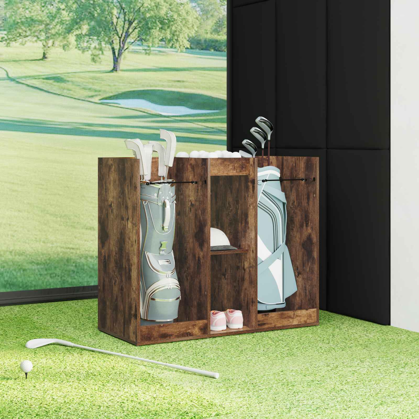 Golfkast Effen Gerookt eiken 102 x 45 x 85,5 cm is nu te koop bij PeponiXL, paradijselijk wonen!