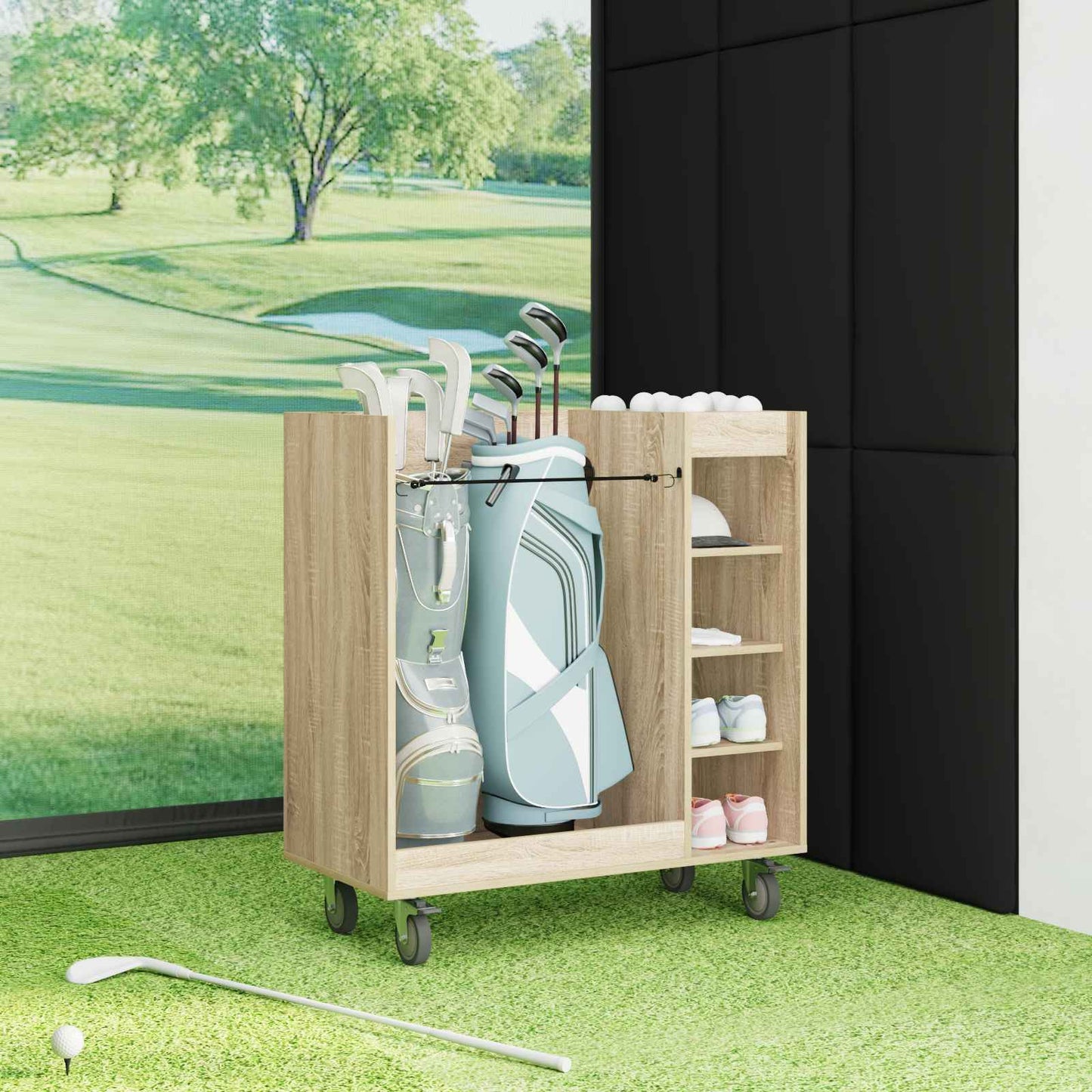 Golfkast met wiel Effen Sonoma Eiken 90 x 45 x 98 cm is nu te koop bij PeponiXL, paradijselijk wonen!