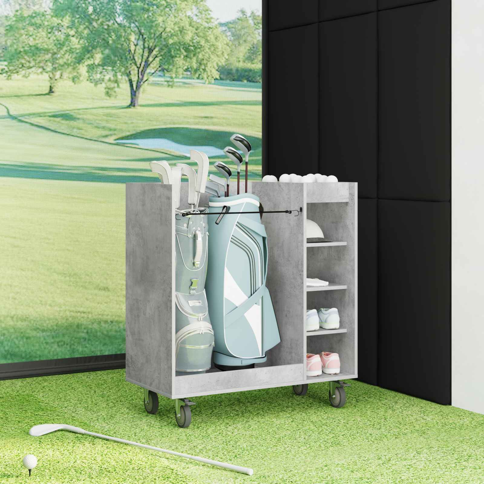 Golfkast met wiel Effen Beton Grijs 90 x 45 x 98 cm is nu te koop bij PeponiXL, paradijselijk wonen!