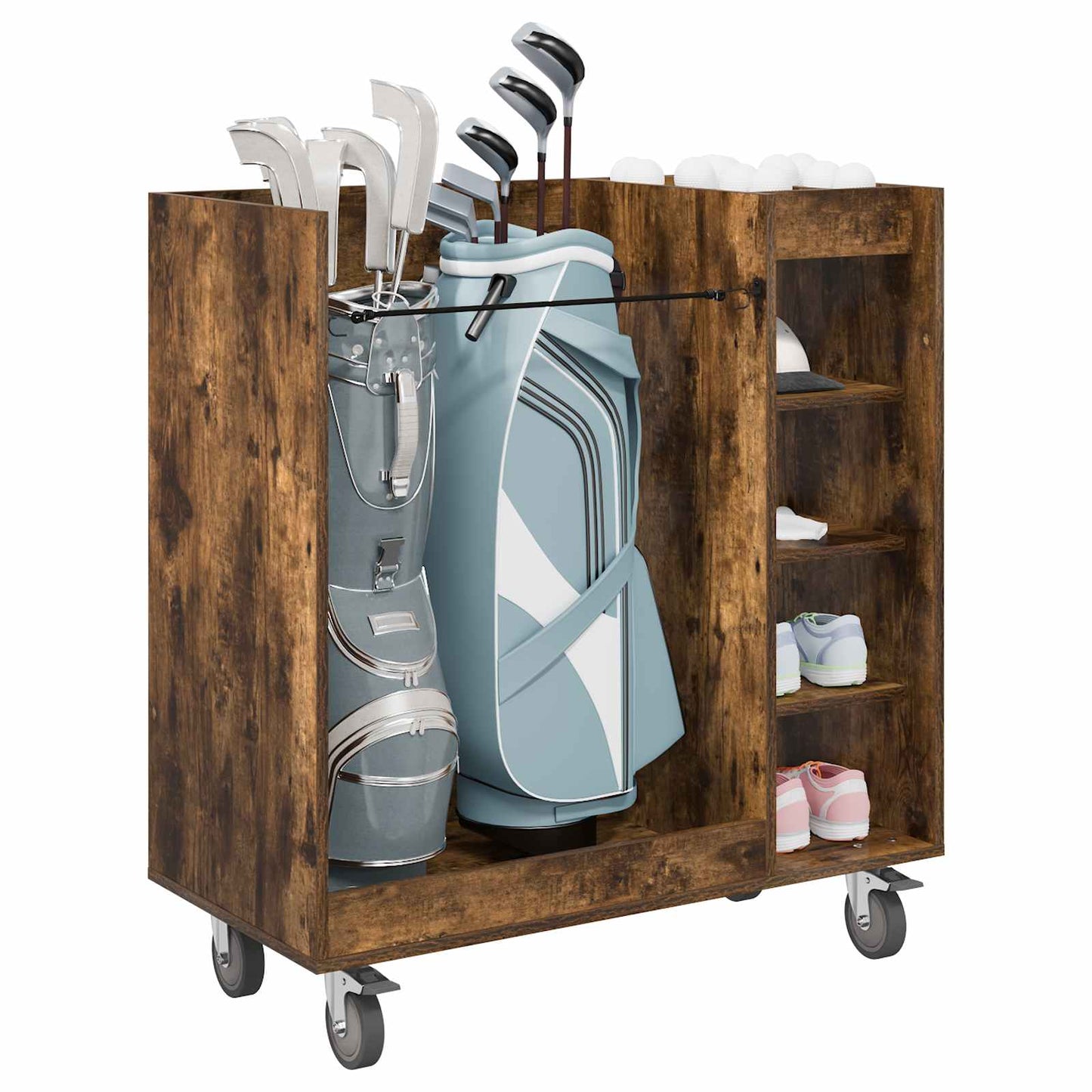 Golfkast met wiel Effen Gerookt eiken 90 x 45 x 98 cm is nu te koop bij PeponiXL, paradijselijk wonen!