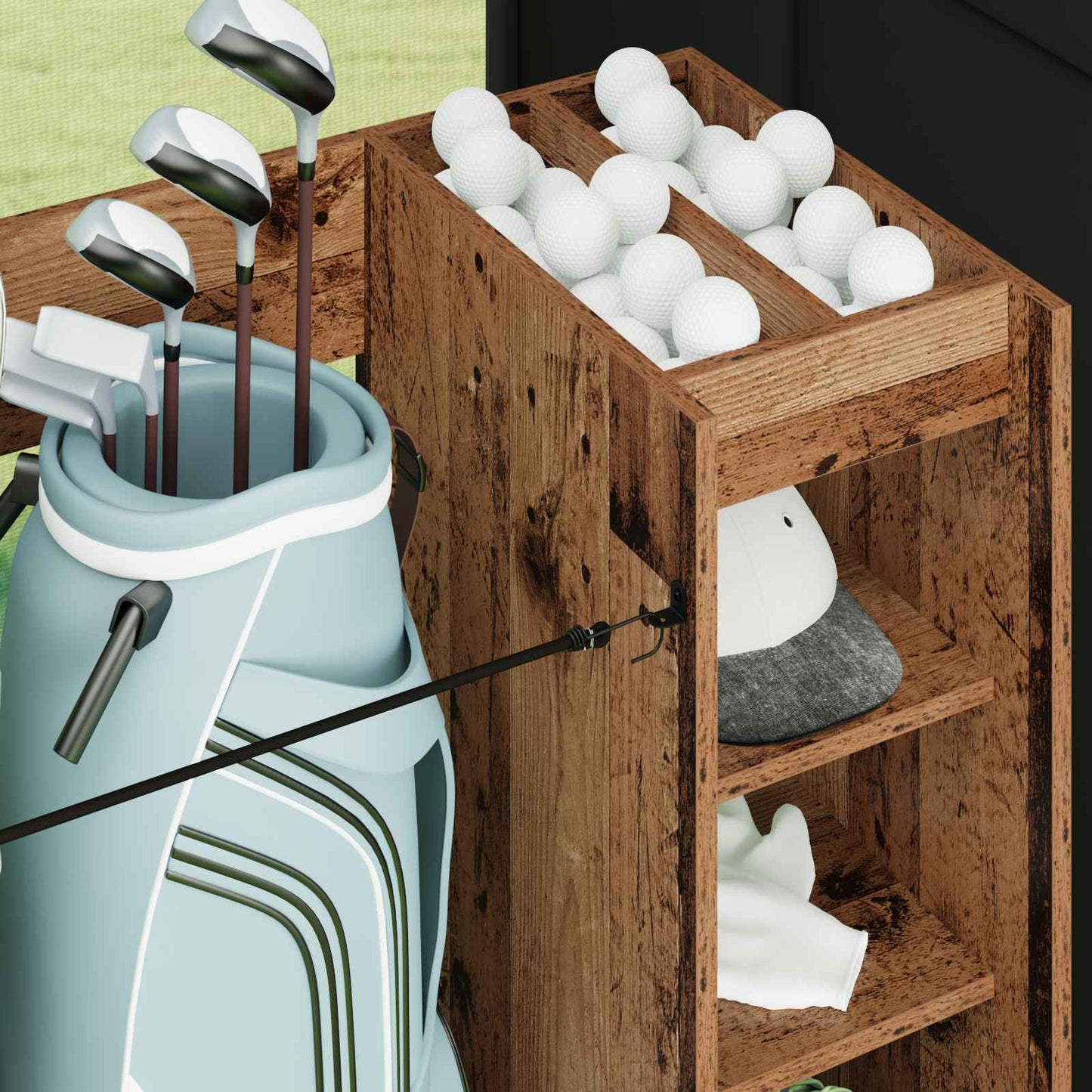 Golfkast met wiel Effen Oudhout 90 x 45 x 98 cm is nu te koop bij PeponiXL, paradijselijk wonen!