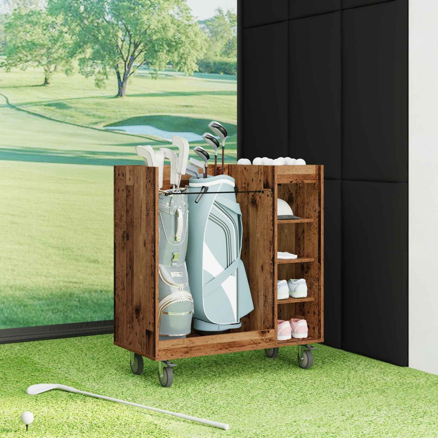 Golfkast met wiel Effen Oudhout 90 x 45 x 98 cm is nu te koop bij PeponiXL, paradijselijk wonen!