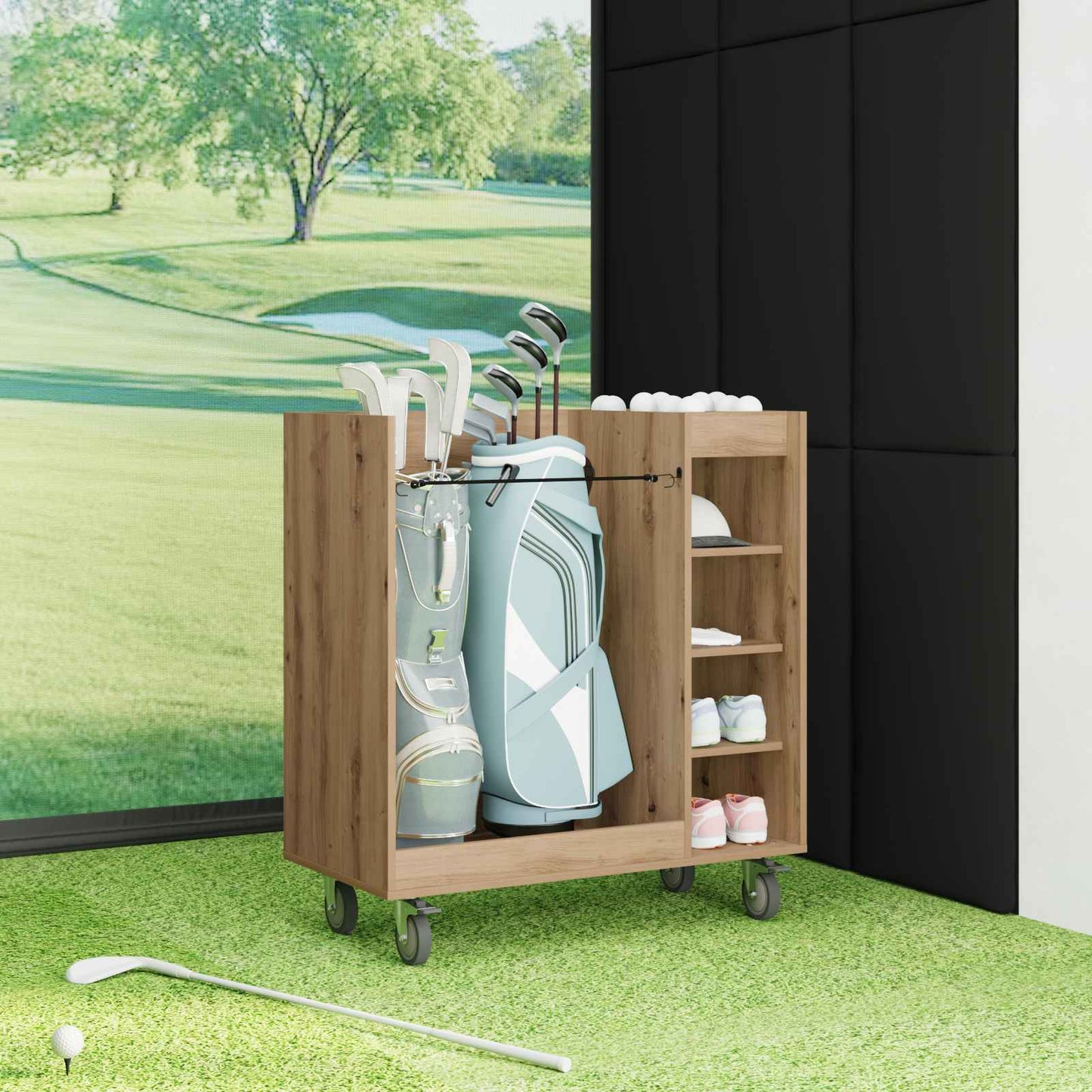 Golfkast met wiel Effen Artisan Eiken 90 x 45 x 98 cm is nu te koop bij PeponiXL, paradijselijk wonen!