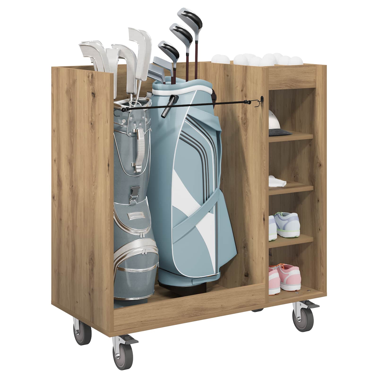 Golfkast met wiel Effen Artisan Eiken 90 x 45 x 98 cm is nu te koop bij PeponiXL, paradijselijk wonen!