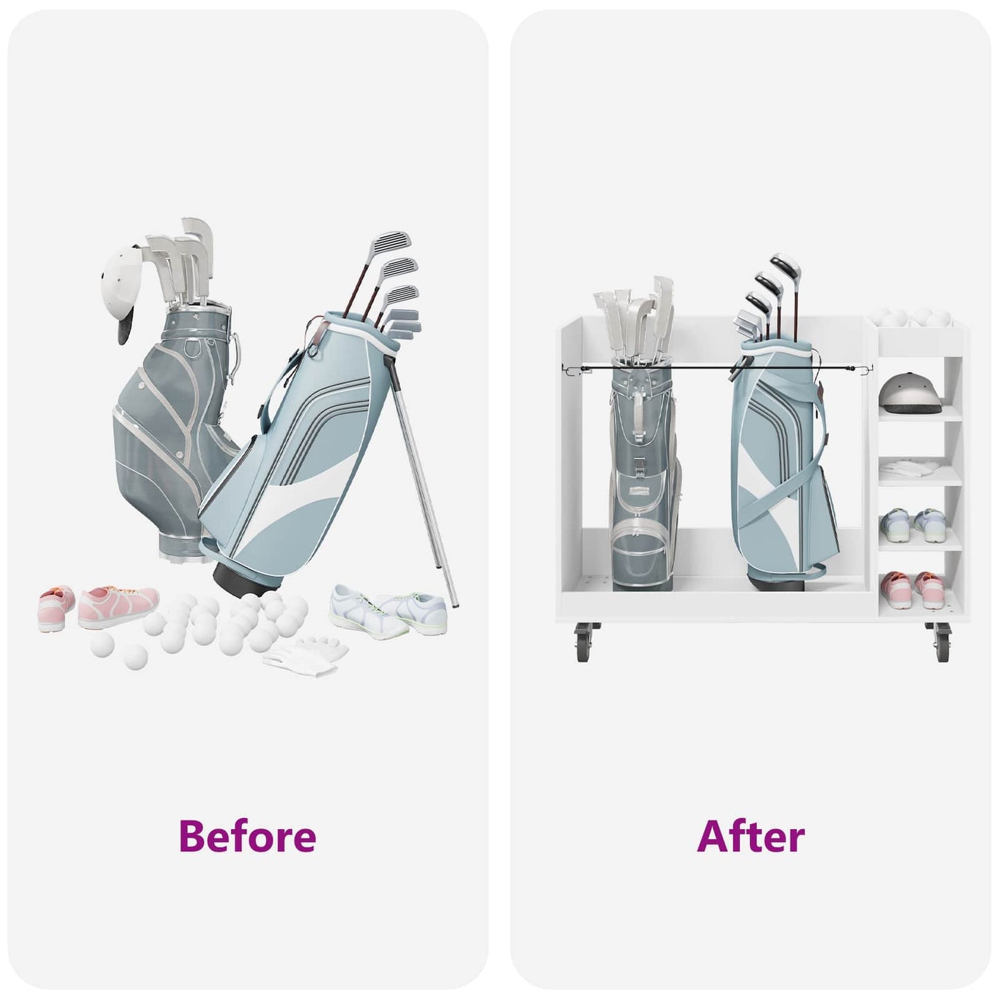 Golfkast met wiel Effen Wit 120 x 45 x 98 cm is nu te koop bij PeponiXL, paradijselijk wonen!